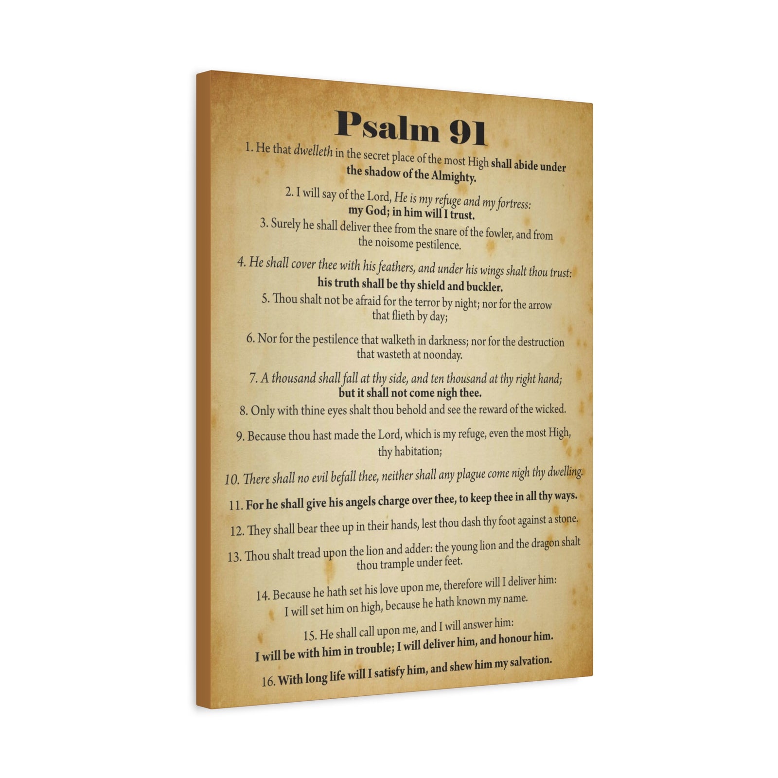 Scripture Canvas Safe In God's Hands Psalm 91 Christian Wall Art Bible Verse Print Ready to Hang-Express Your Love Gifts
