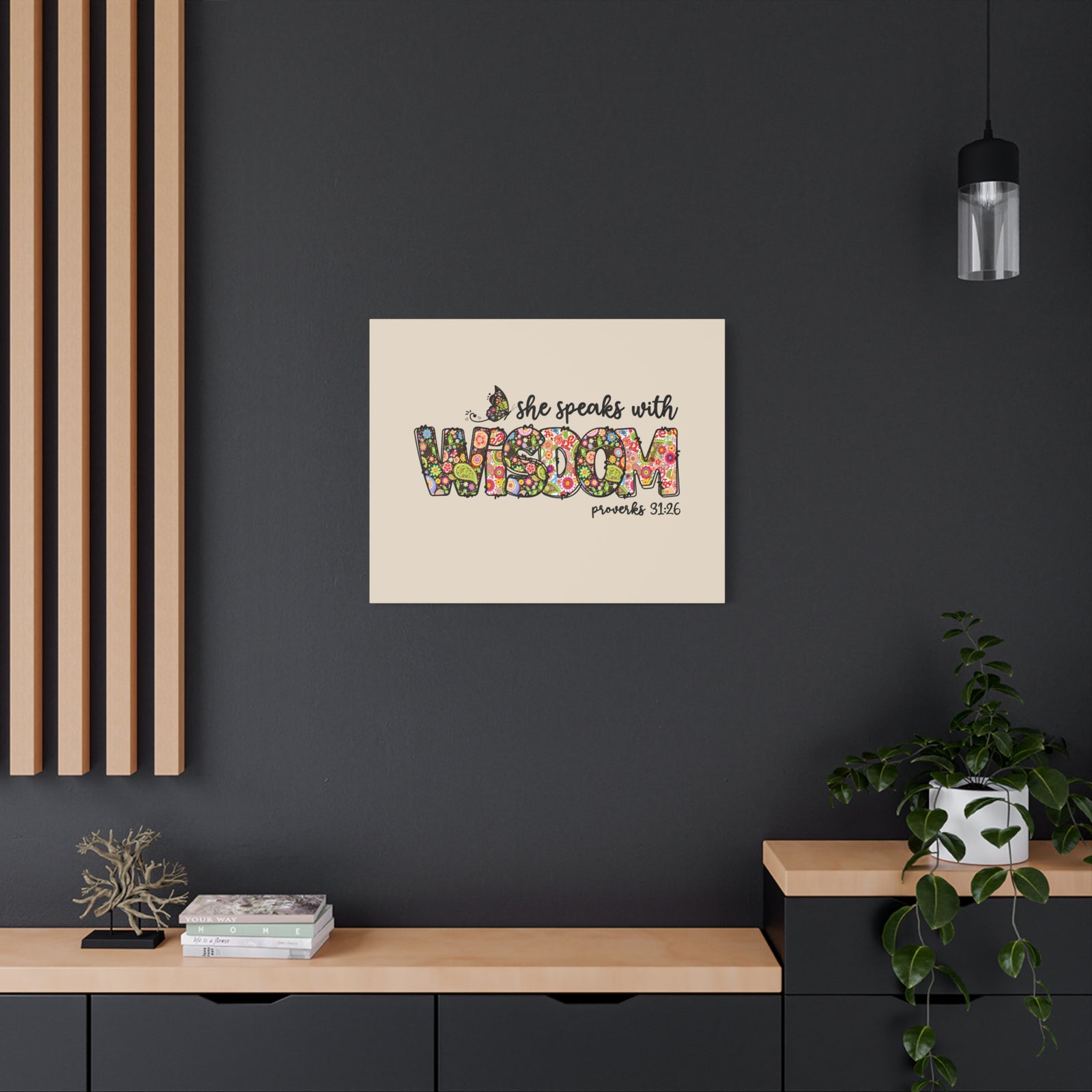 Scripture Walls She Speaks With Wisdom Proverbs 31:26 Bible Verse Canvas Christian Wall Art Ready to Hang-Express Your Love Gifts