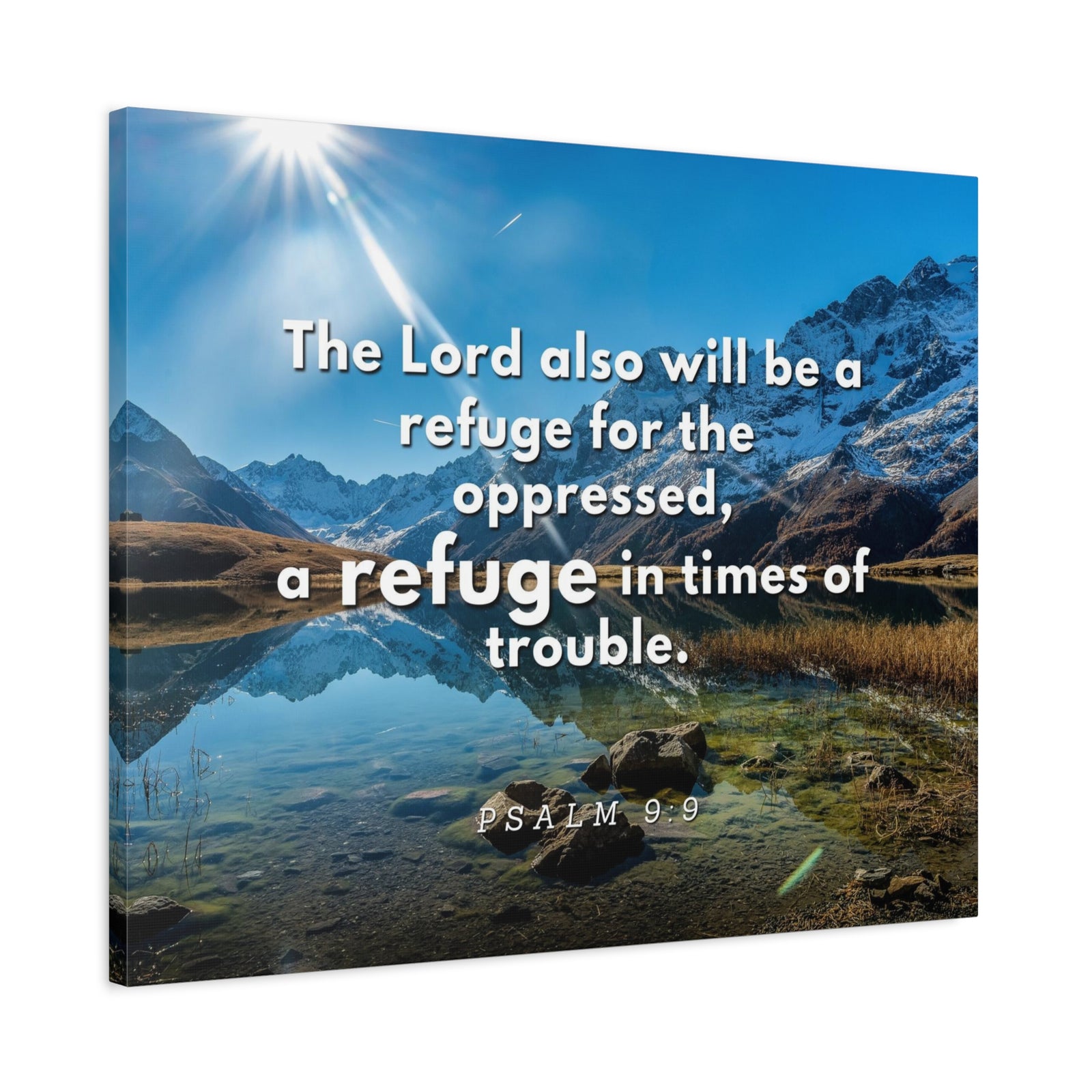 Scripture Canvas A Refuge Psalm 9:9 Christian Wall Art Bible Verse Print Ready to Hang-Express Your Love Gifts