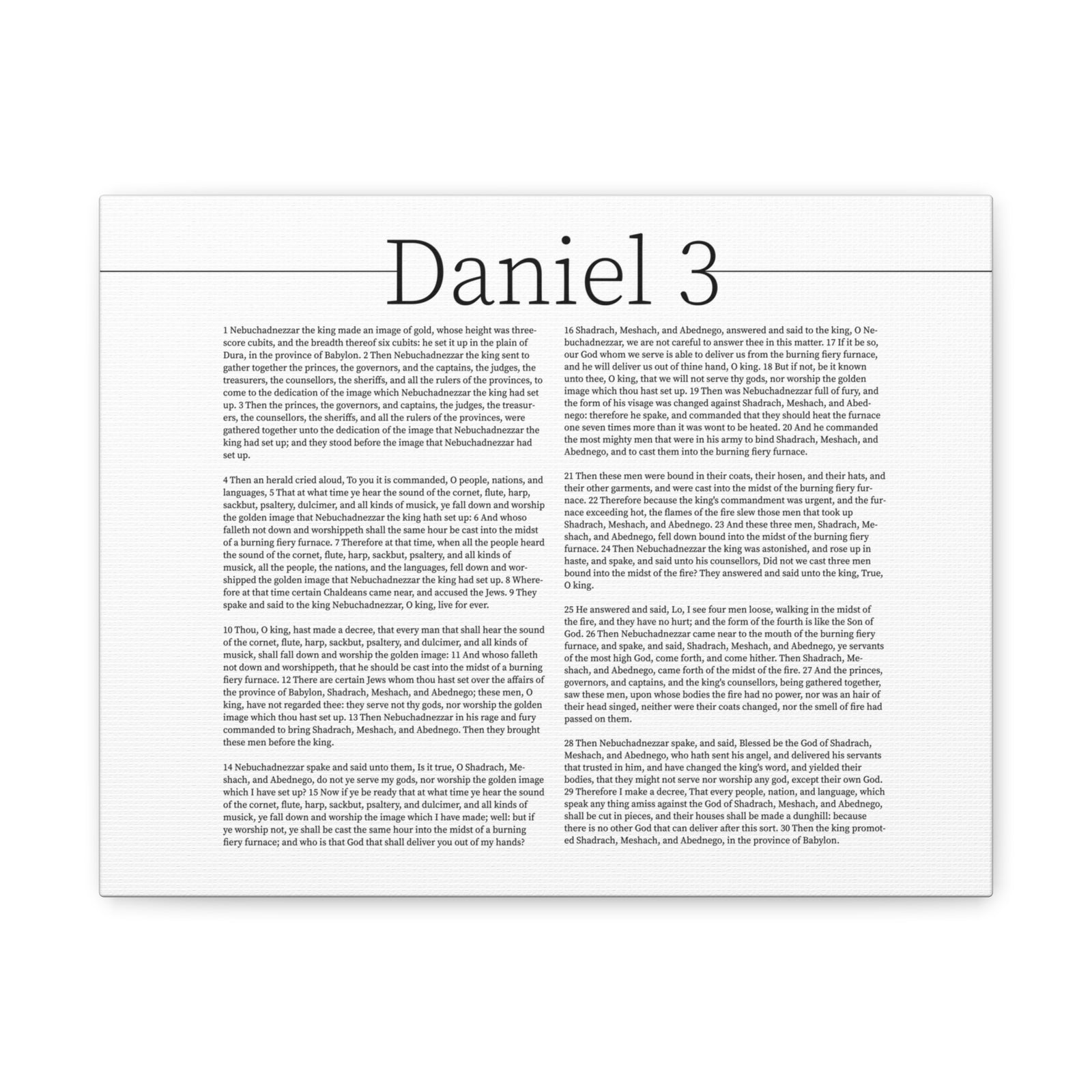 Scripture Canvas Shadrach, Meshach and Abednego Daniel 3 Christian Wall Art Bible Verse Print Ready to Hang-Express Your Love Gifts