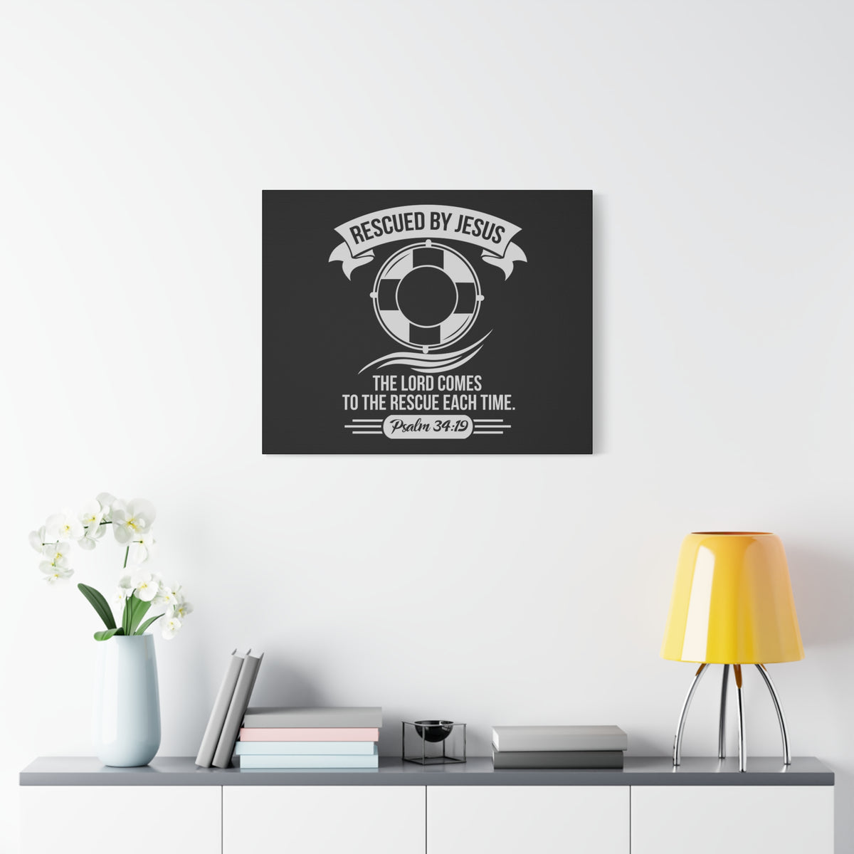 Scripture Walls Psalm 34:19 Rescued By Jesus Bible Verse Canvas Christian Wall Art Ready to Hang Unframed-Express Your Love Gifts