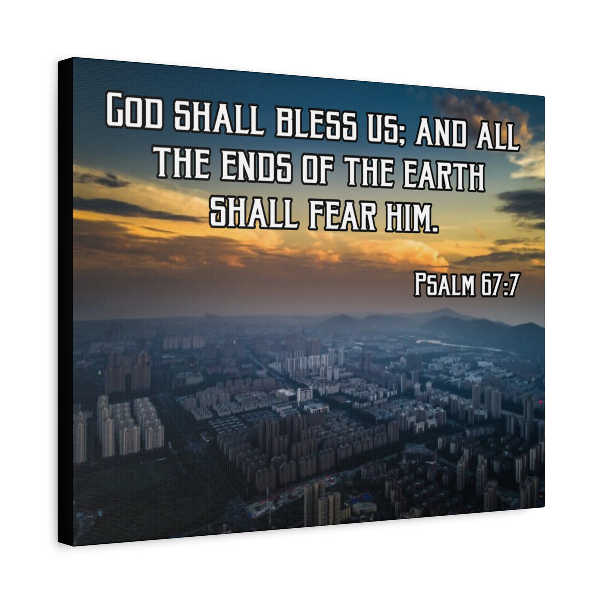 Bible Verse Canvas God Shall Bless Us Psalm 67:7 Christian Home Décor Wall Art Scripture Ready to Hang Faith Print-Express Your Love Gifts