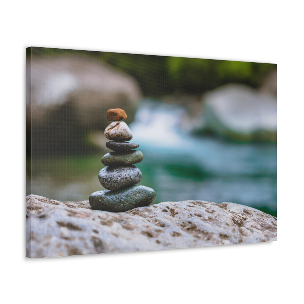 Rocks Stacked in Balance Forest Floral Nature Photography Canvas Wall Art for Home Decor Ready-to-Hang-Express Your Love Gifts
