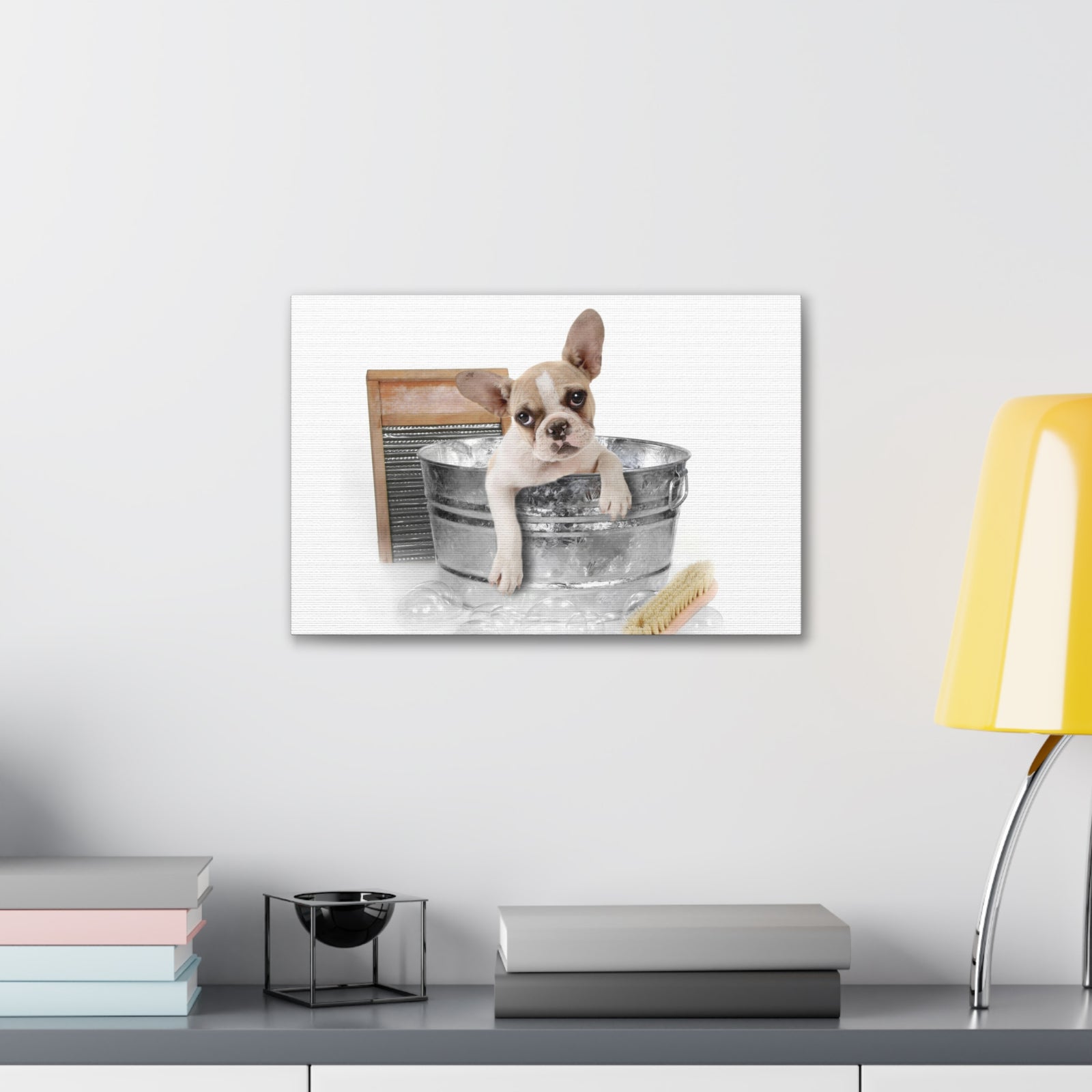 Cute French Bulldog Bath Canvas Wall Art for Home Decor Ready-to-Hang-Express Your Love Gifts