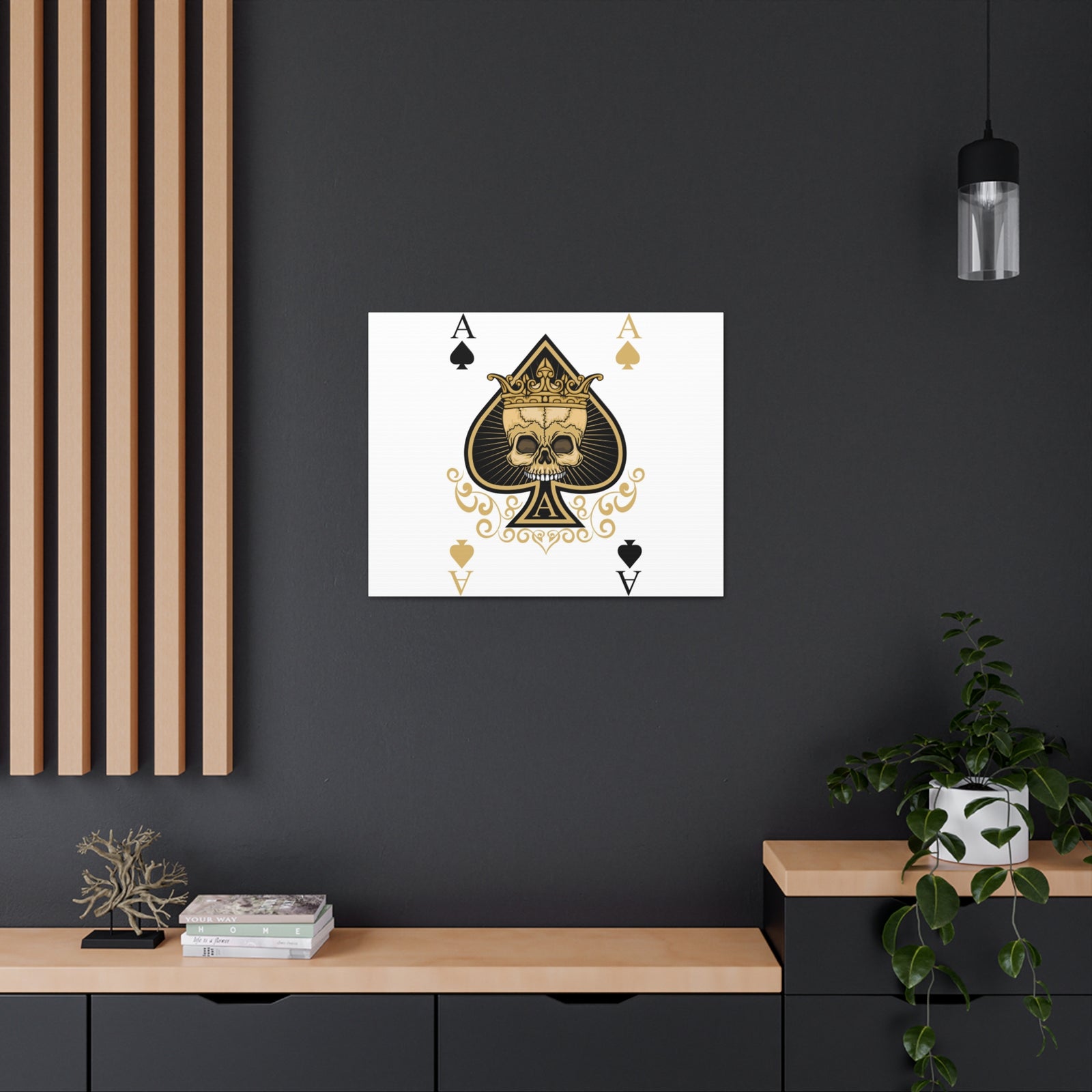 Gothic Ace Of Spades Playing Card Canvas Wall Art for Home Decor Ready-to-Hang-Express Your Love Gifts