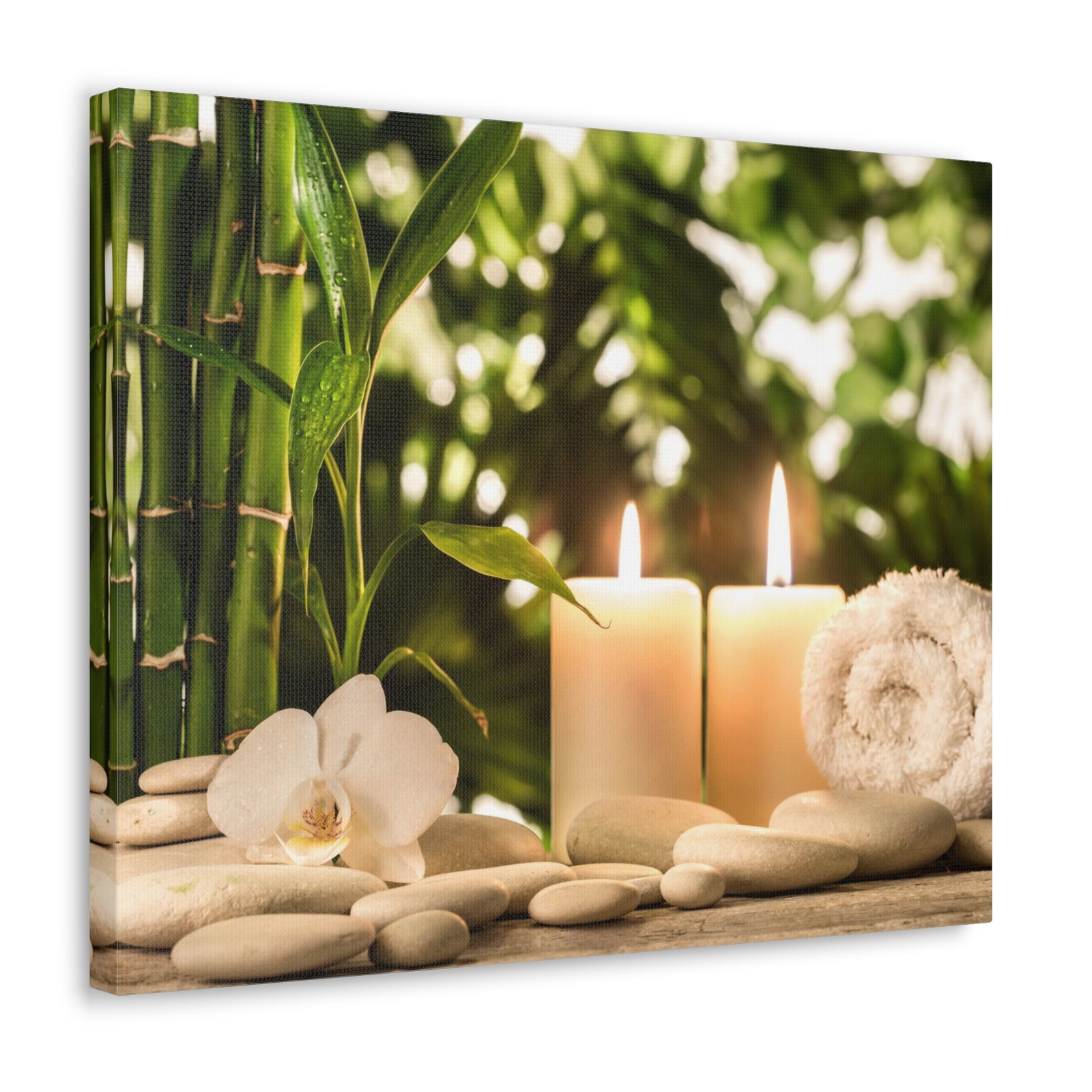 Green Bamboo Leaves Forest Floral Nature Photography Canvas Wall Art for Home Decor Ready-to-Hang-Express Your Love Gifts