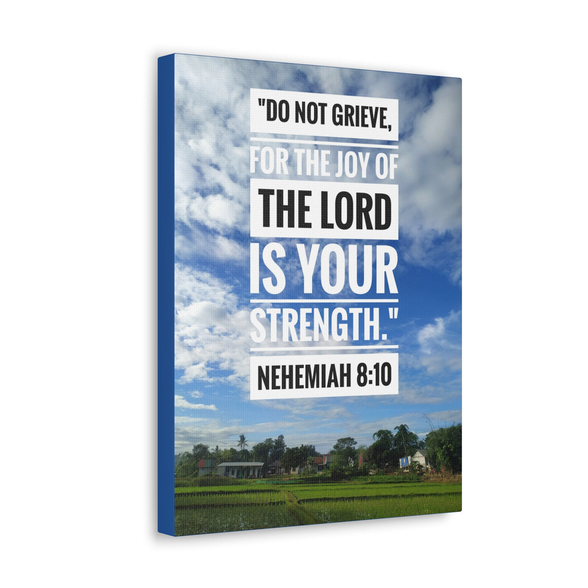 Scripture Canvas The Joy Of The Lord Nehemiah 8:10 Christian Wall Art Bible Verse Print Ready to Hang-Express Your Love Gifts