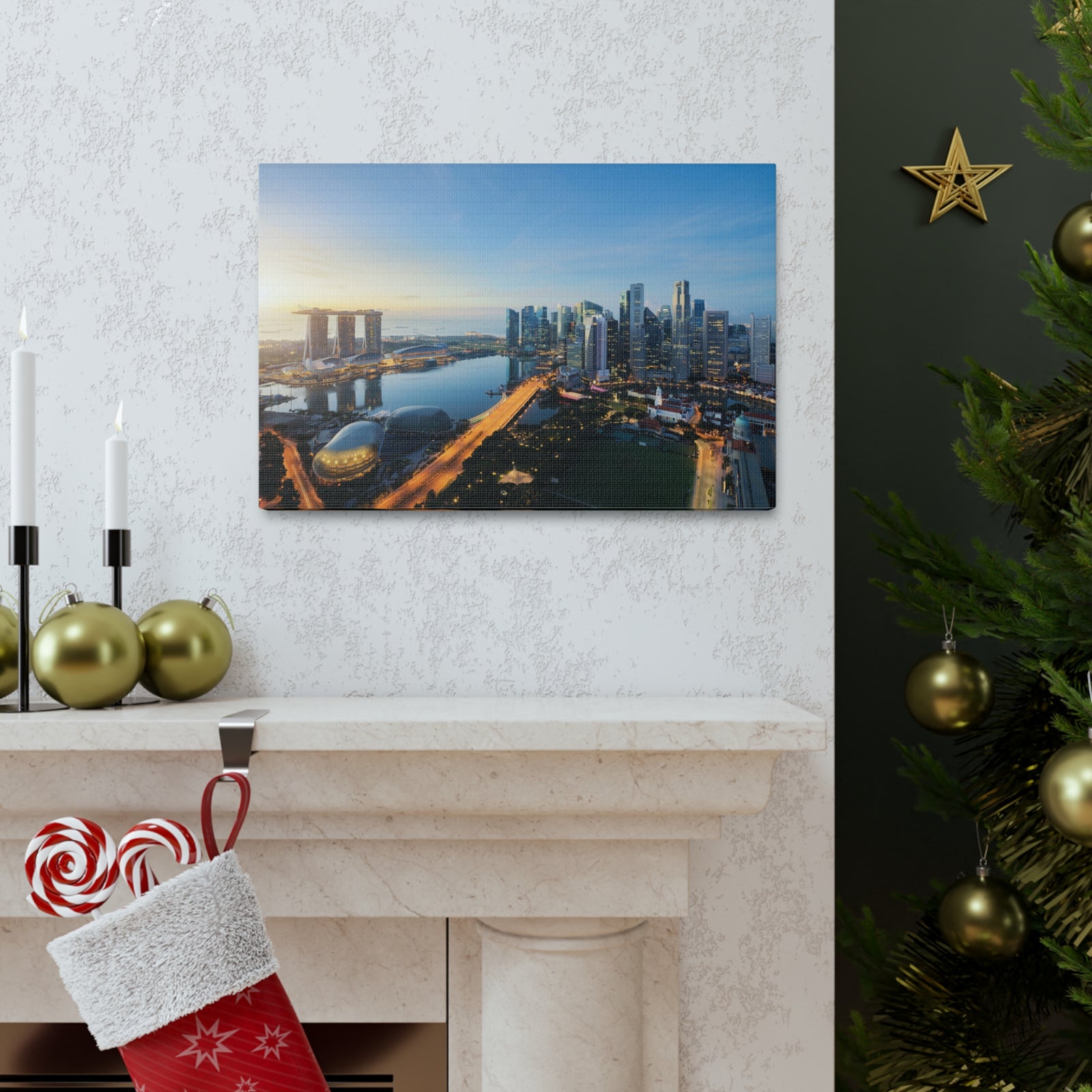 Singapore Daylight Skyline Canvas Artwork High-Quality Breathtaking Stunning Cityscape for Home Decor Ready to Hang-Express Your Love Gifts