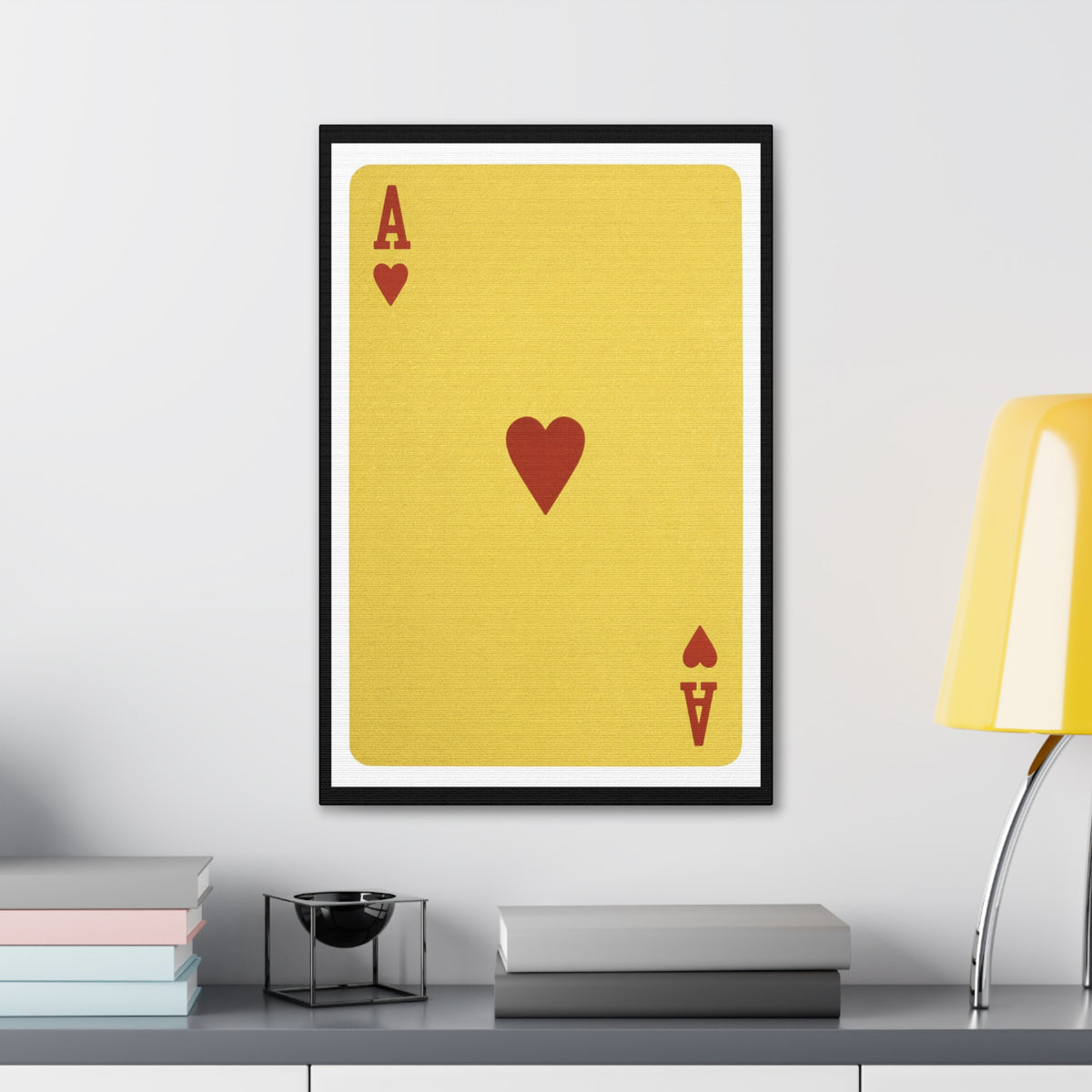 Golden Ace Of Hearts Isolated White Background Playing Card Canvas Wall Art for Home Decor Ready-to-Hang-Express Your Love Gifts