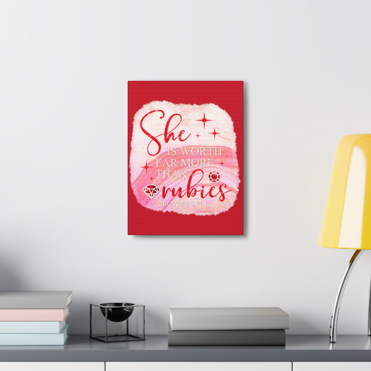 Scripture Walls Proverbs 31:10 Rubies Bible Verse Canvas Christian Wall Art Ready to Hang Unframed-Express Your Love Gifts