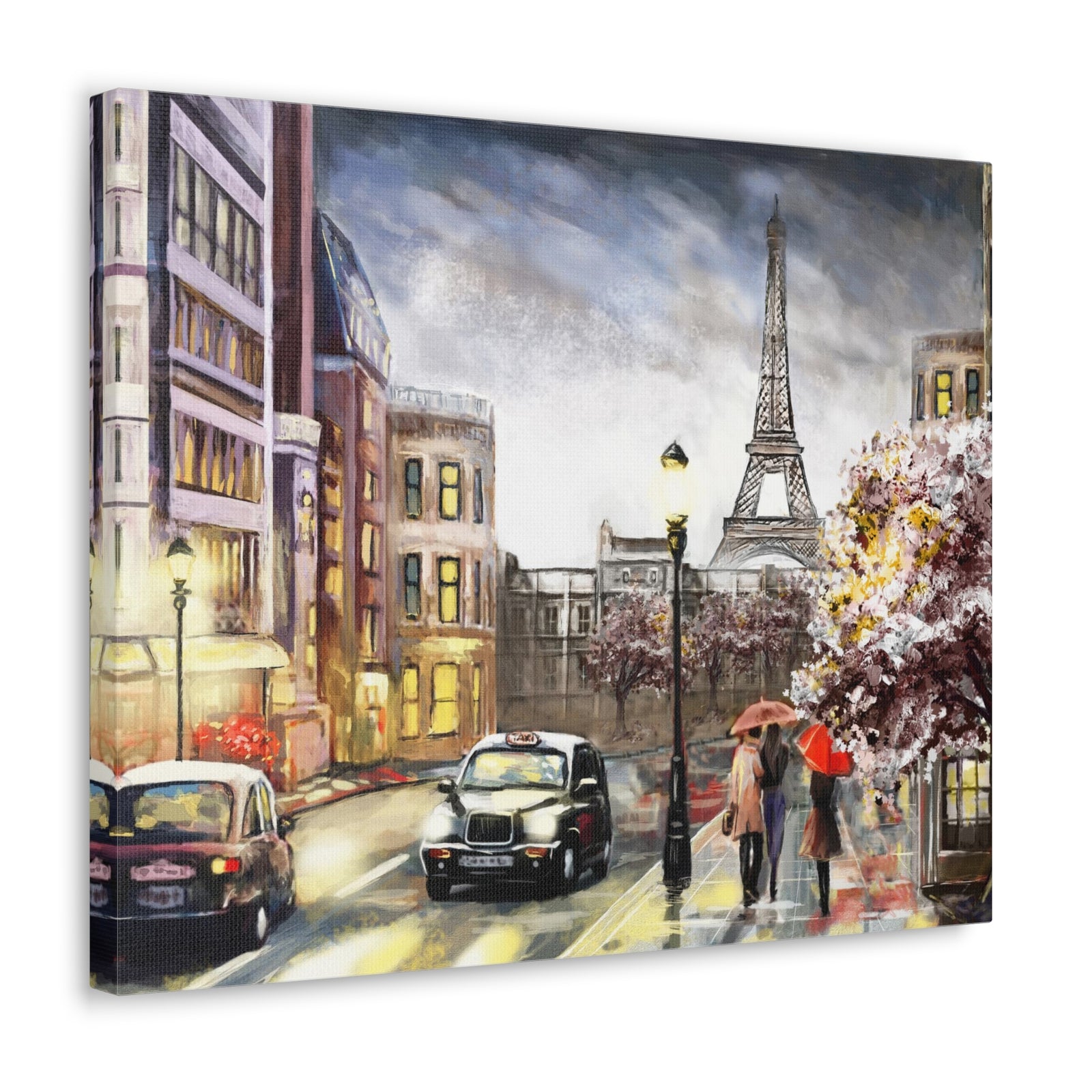 Paris Couple Red Umbrella France Canvas Artwork High-Quality Breathtaking French City for Home Decor Ready to Hang-Express Your Love Gifts