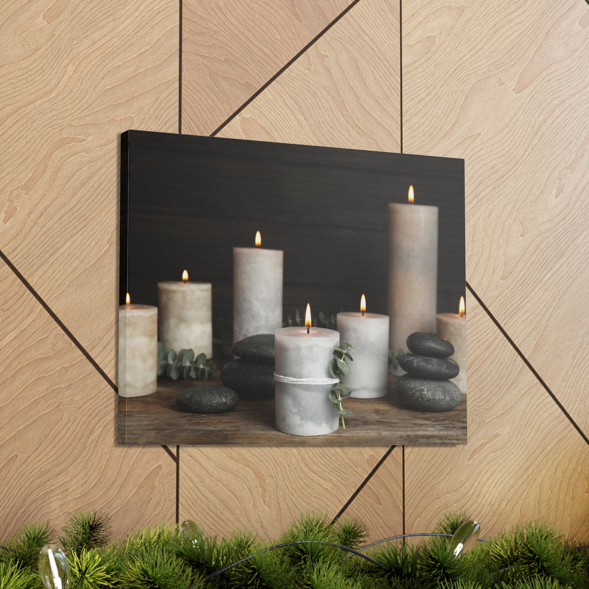 Composition with Burning Candles Forest Floral Nature Photography Canvas Wall Art for Home Decor Ready-to-Hang-Express Your Love Gifts