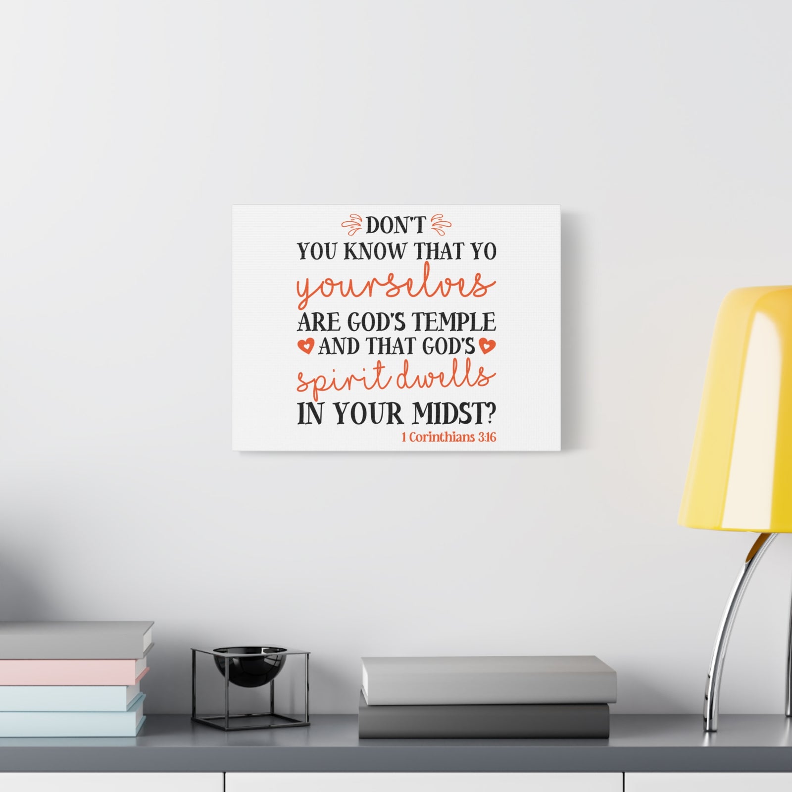 Scripture Canvas God's Temple 1 Corinthians 3:16 Christian Wall Art Bible Verse Print Ready to Hang-Express Your Love Gifts