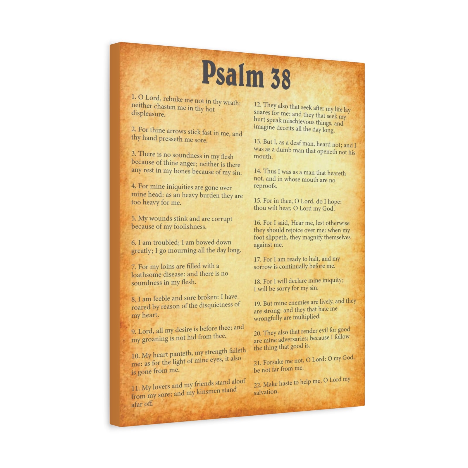 Scripture Walls Psalm 38 Gold Bible Chapter Canvas Christian Wall Art Ready to Hang-Express Your Love Gifts