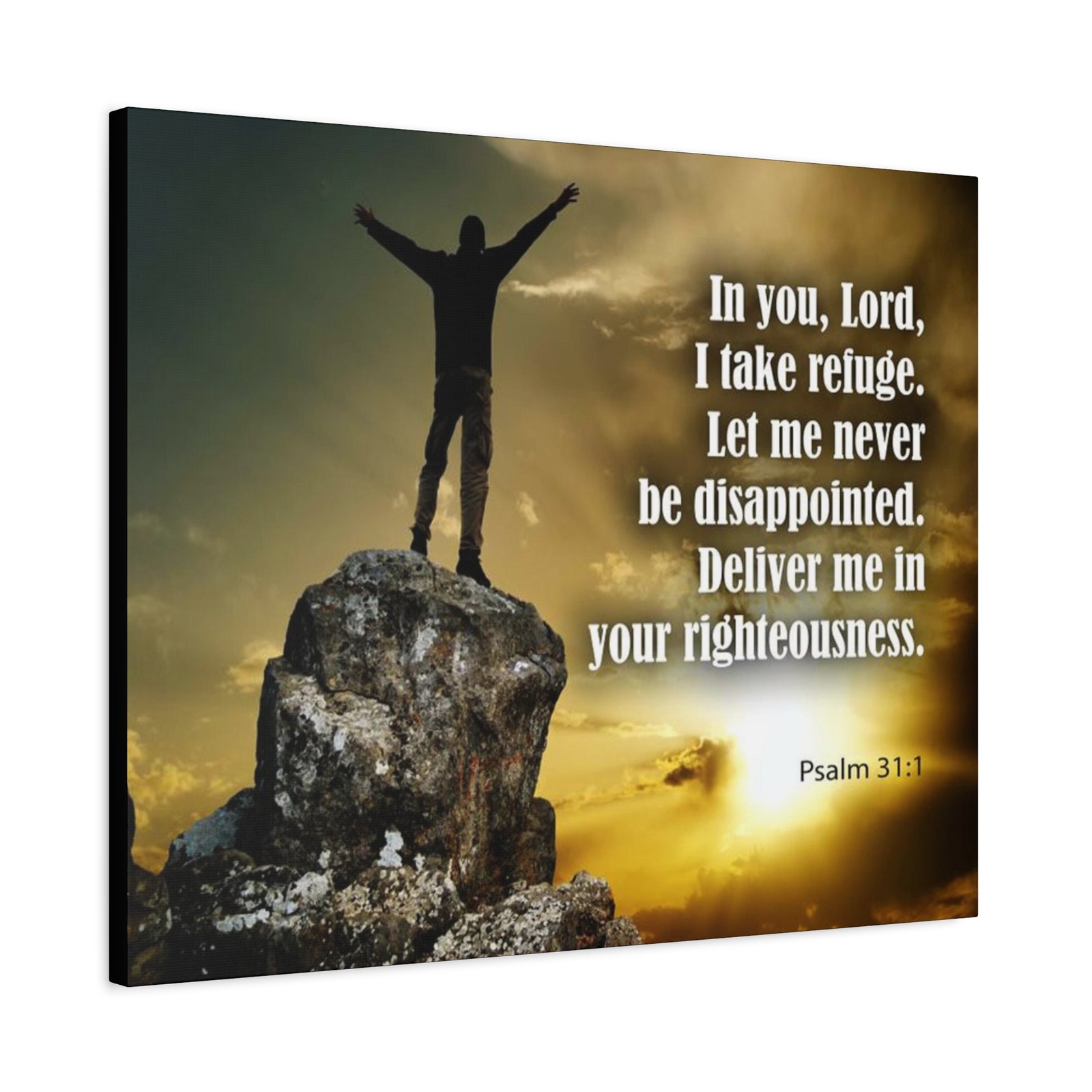 Scripture Canvas Never Be Disappointed Psalm 31:1 Christian Wall Art Bible Verse Print Ready to Hang-Express Your Love Gifts