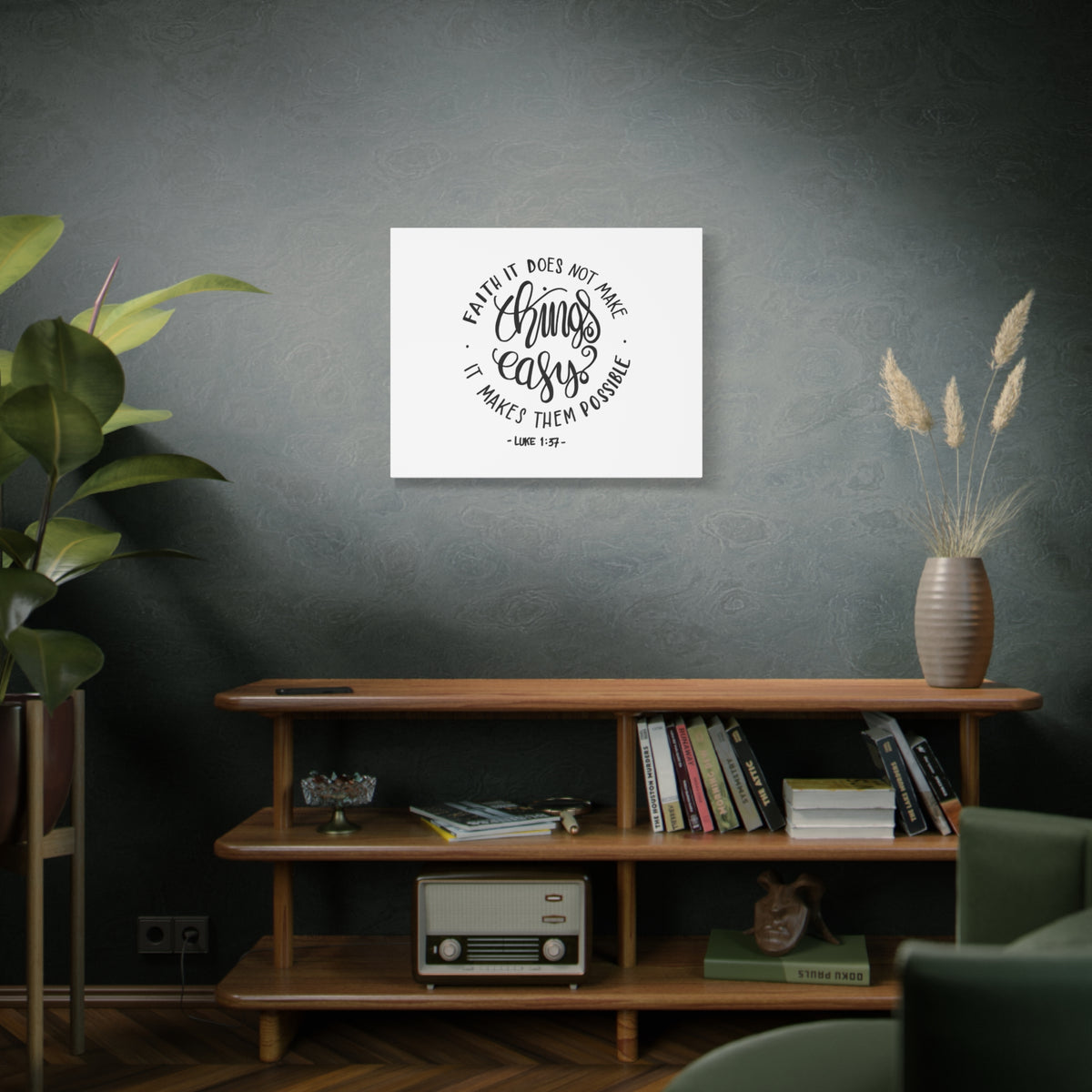 Scripture Canvas Things Easy Luke 1:37 Christian Wall Art Bible Verse Print Ready to Hang