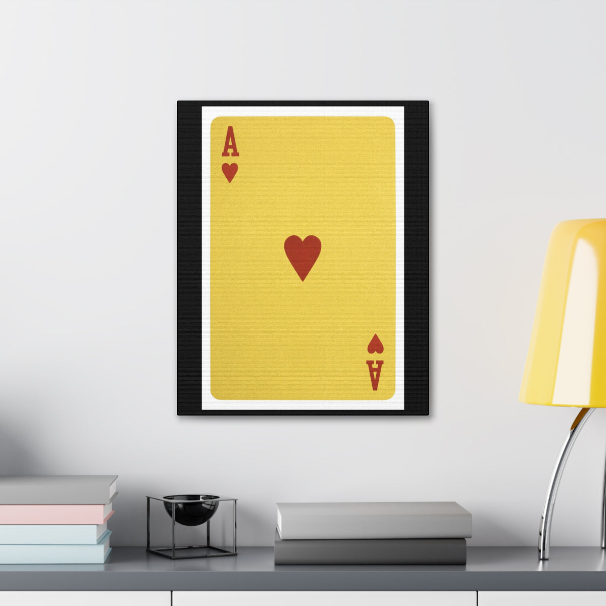 Golden Ace Of Hearts Isolated White Background Playing Card Canvas Wall Art for Home Decor Ready-to-Hang-Express Your Love Gifts