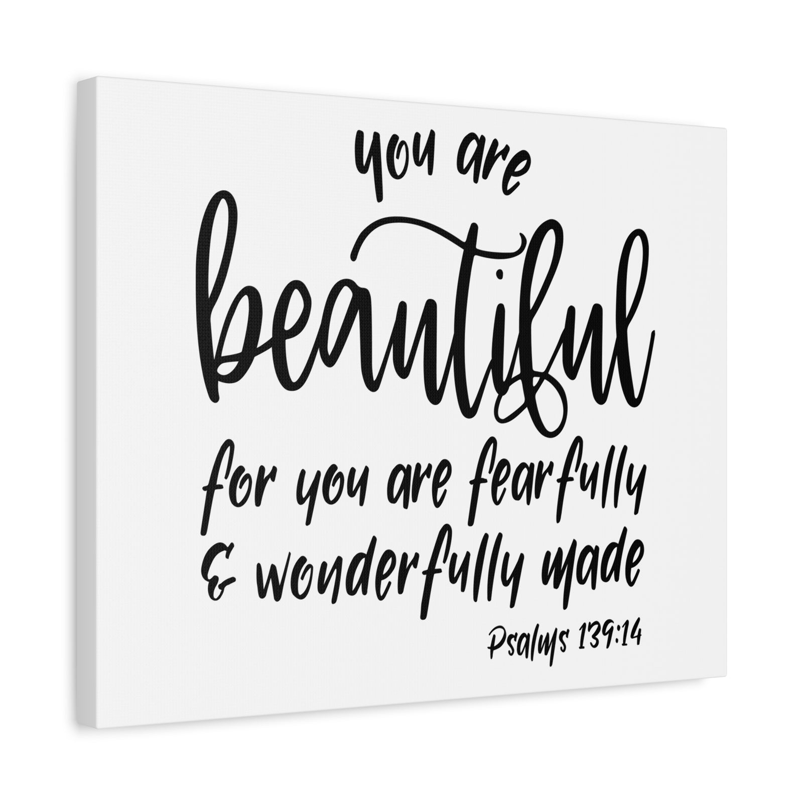 Scripture Canvas You Are Beautiful Psalm 139:14 Christian Wall Art Bible Verse Print Ready to Hang-Express Your Love Gifts