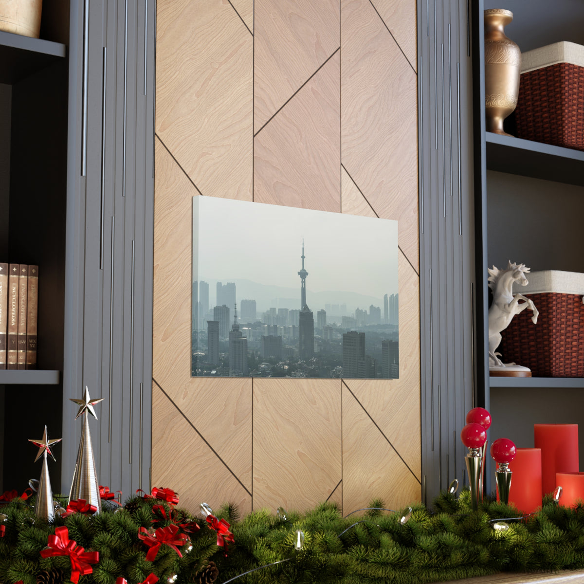 Shanghai Black And White Skyline Canvas Artwork High-Quality Breathtaking Stunning Cityscape for Home Decor Ready to Hang-Express Your Love Gifts