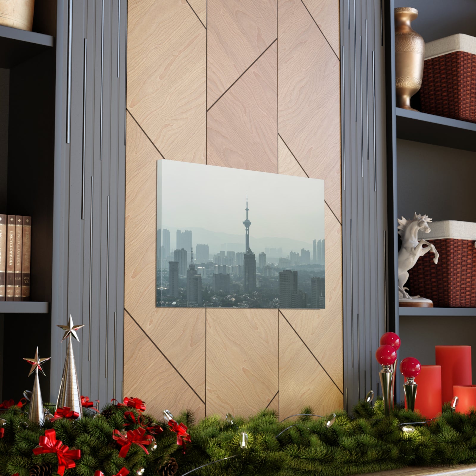 Shanghai Black And White Skyline Canvas Artwork High-Quality Breathtaking Stunning Cityscape for Home Decor Ready to Hang-Express Your Love Gifts
