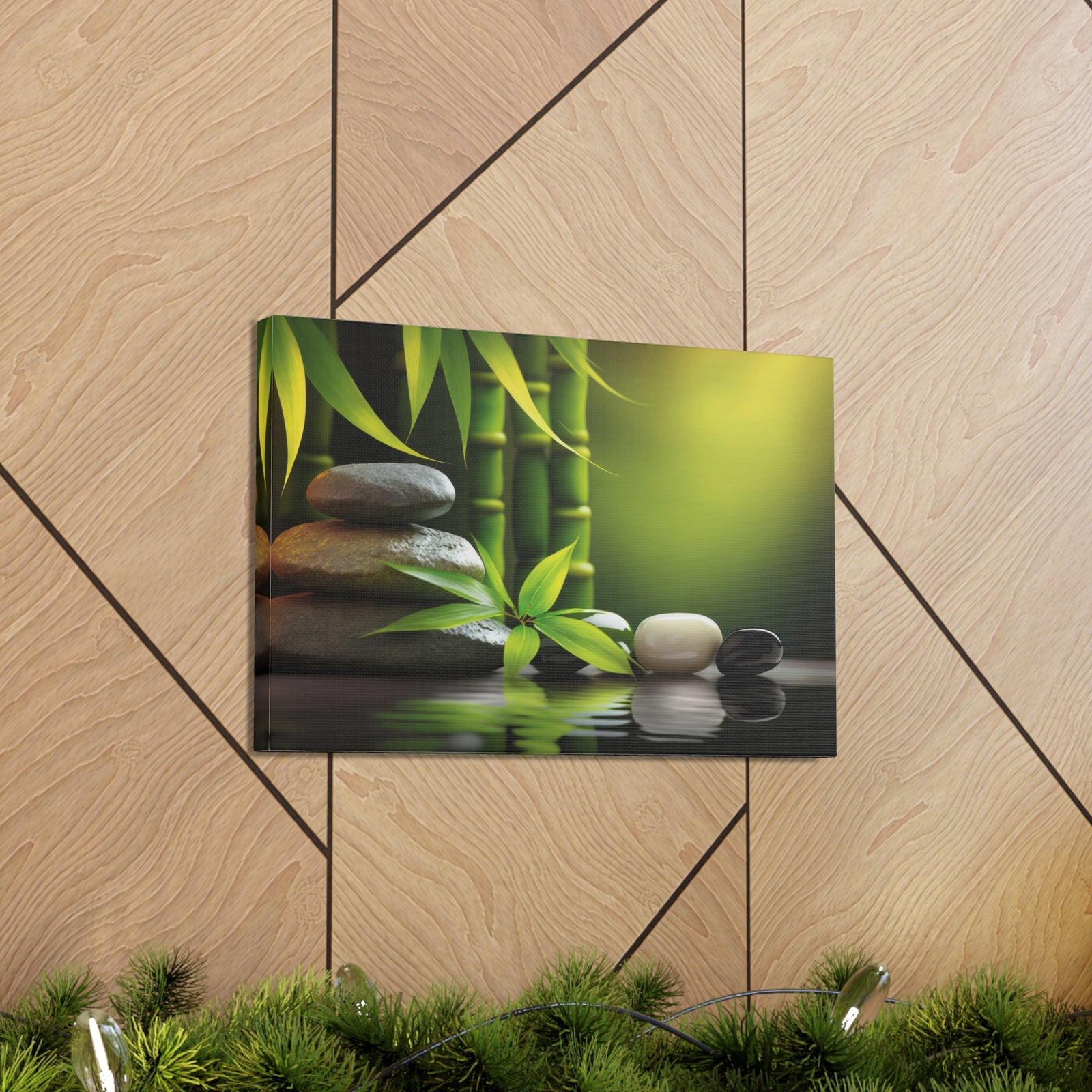 Spa Background with Stones Forest Floral Nature Photography Canvas Wall Art for Home Decor Ready-to-Hang-Express Your Love Gifts