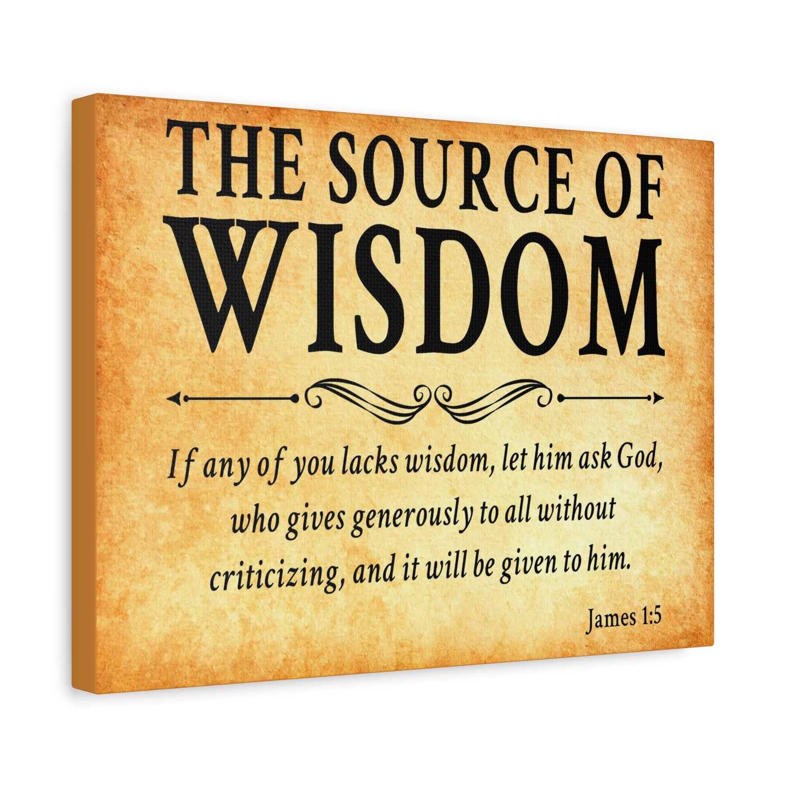 Scripture Walls James 1:5 The Source of Wisdom Gold Bible Verse Canvas Christian Wall Art Ready to Hang Unframed-Express Your Love Gifts