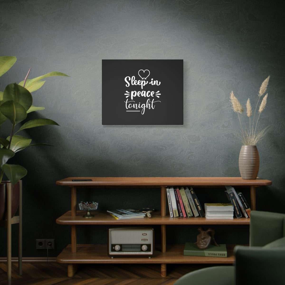 Scripture Canvas Sleep In Peace Tonight Psalm 4:8 Christian Wall Art Bible Verse Print Ready to Hang-Express Your Love Gifts