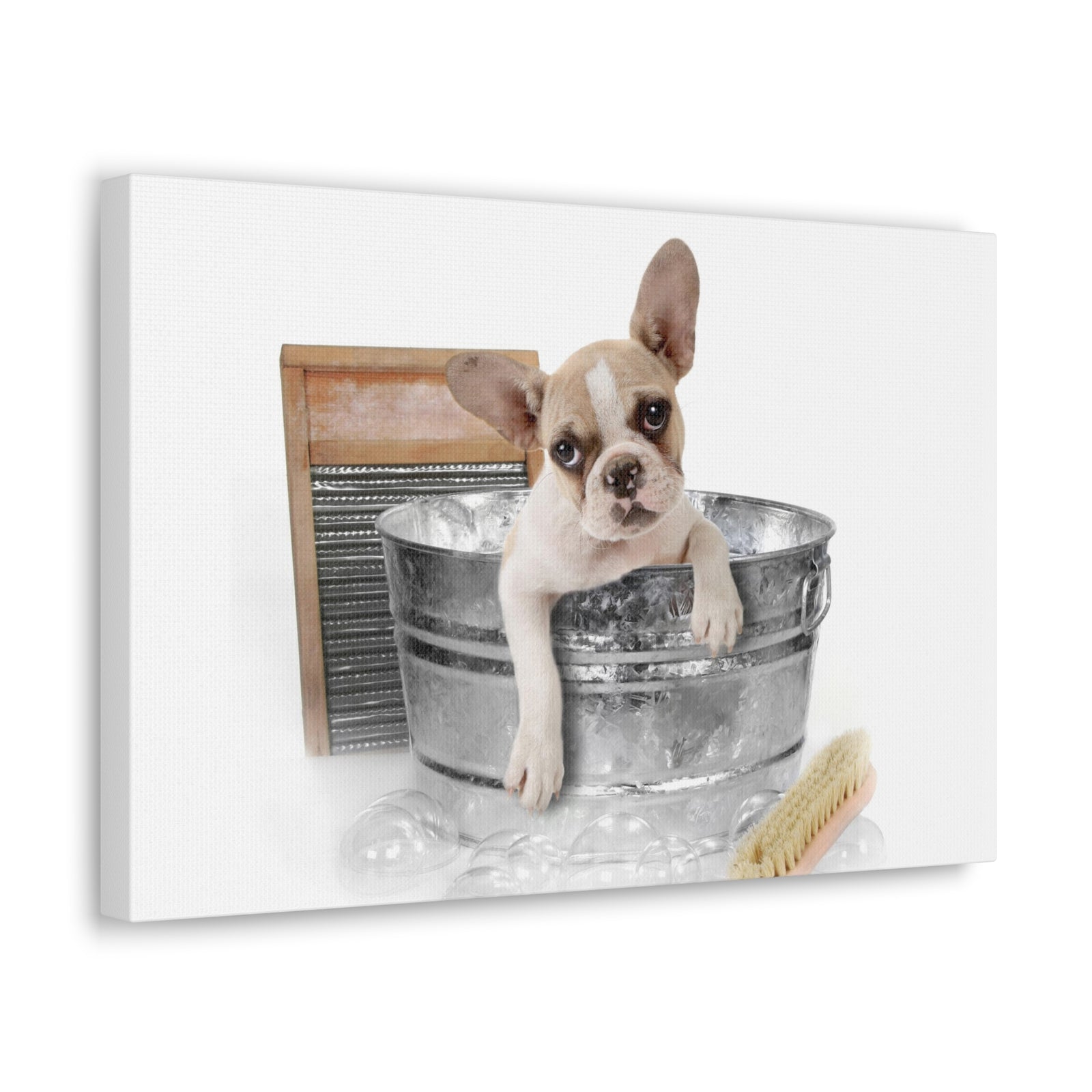 Cute French Bulldog Bath Canvas Wall Art for Home Decor Ready-to-Hang-Express Your Love Gifts