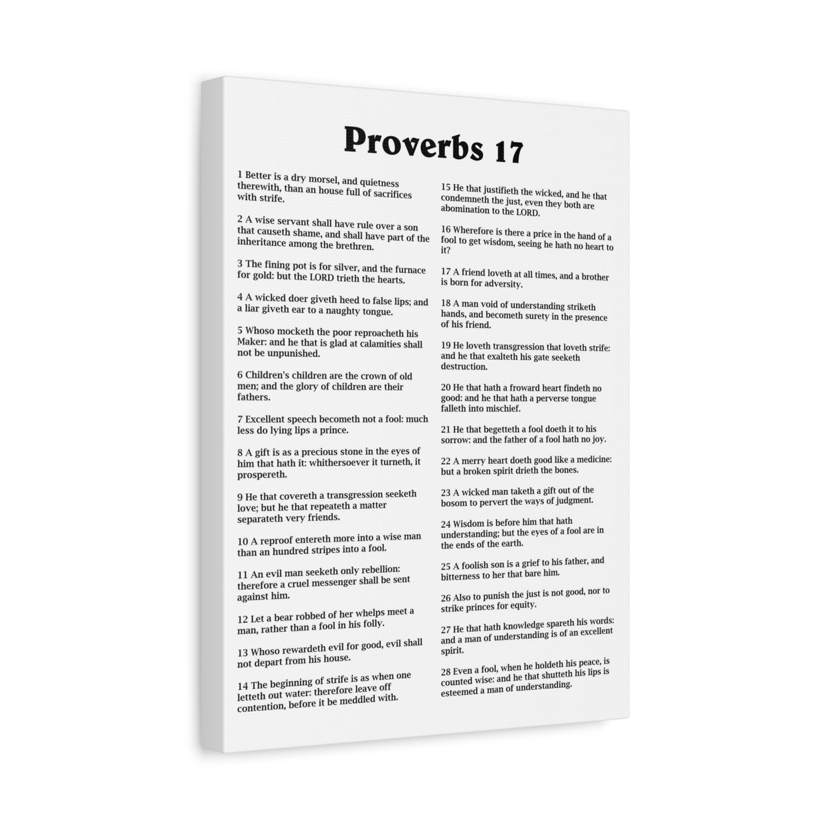 Scripture Walls Proverbs Chapter 17 White Bible Canvas Christian Wall Art Ready to Hang Unframed-Express Your Love Gifts