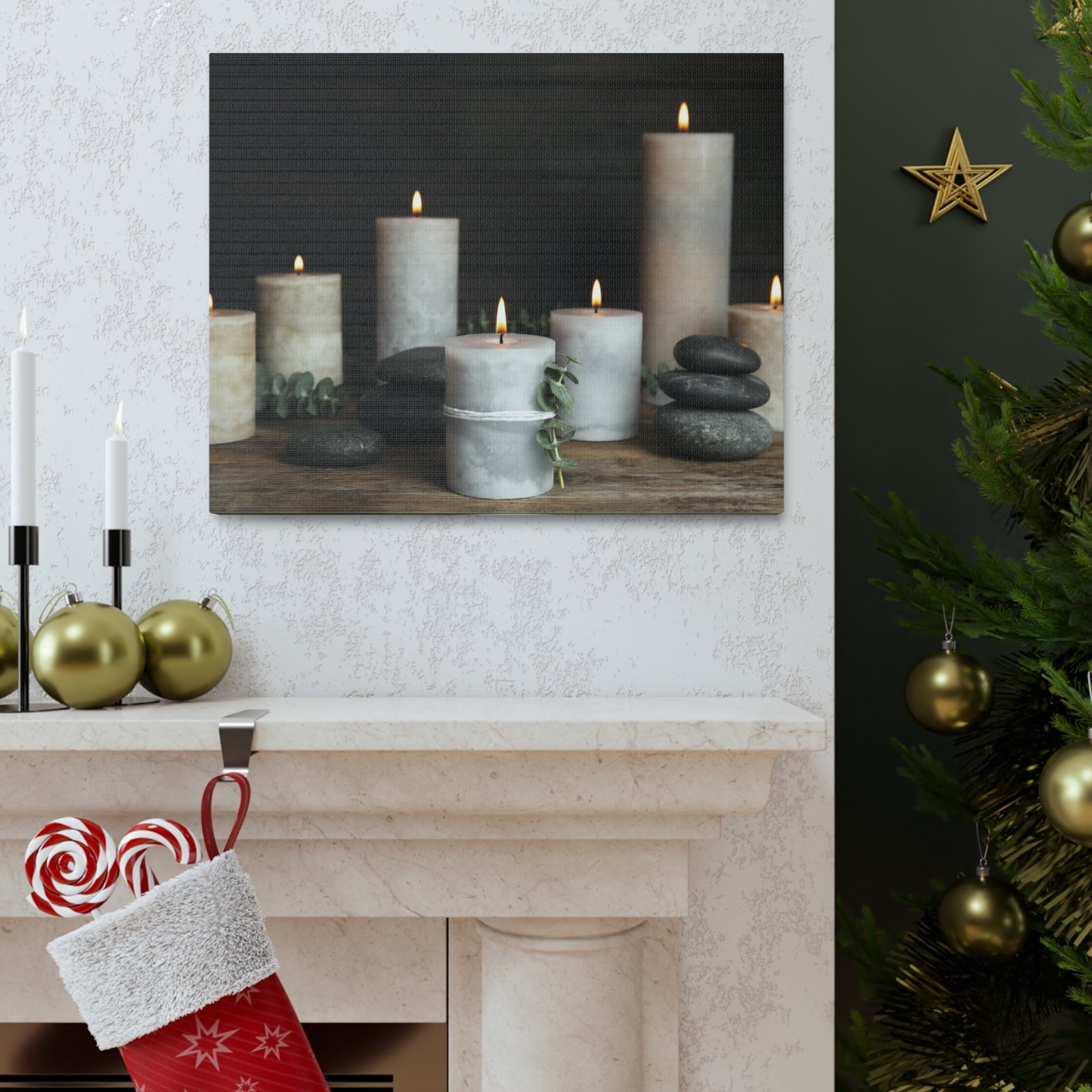 Composition with Burning Candles Forest Floral Nature Photography Canvas Wall Art for Home Decor Ready-to-Hang-Express Your Love Gifts