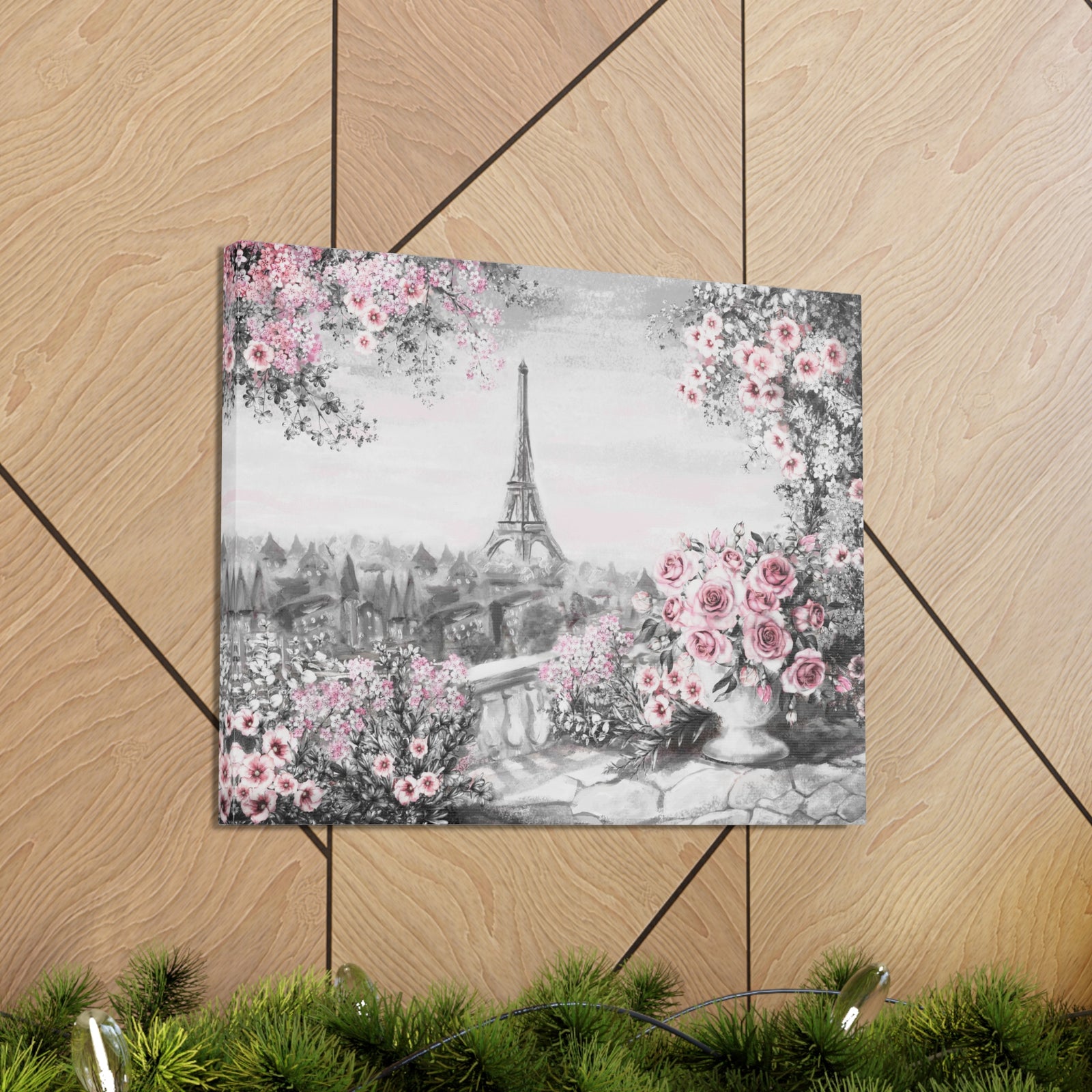 Paris Pink Rose France Canvas Artwork High-Quality Breathtaking French City for Home Decor Ready to Hang-Express Your Love Gifts