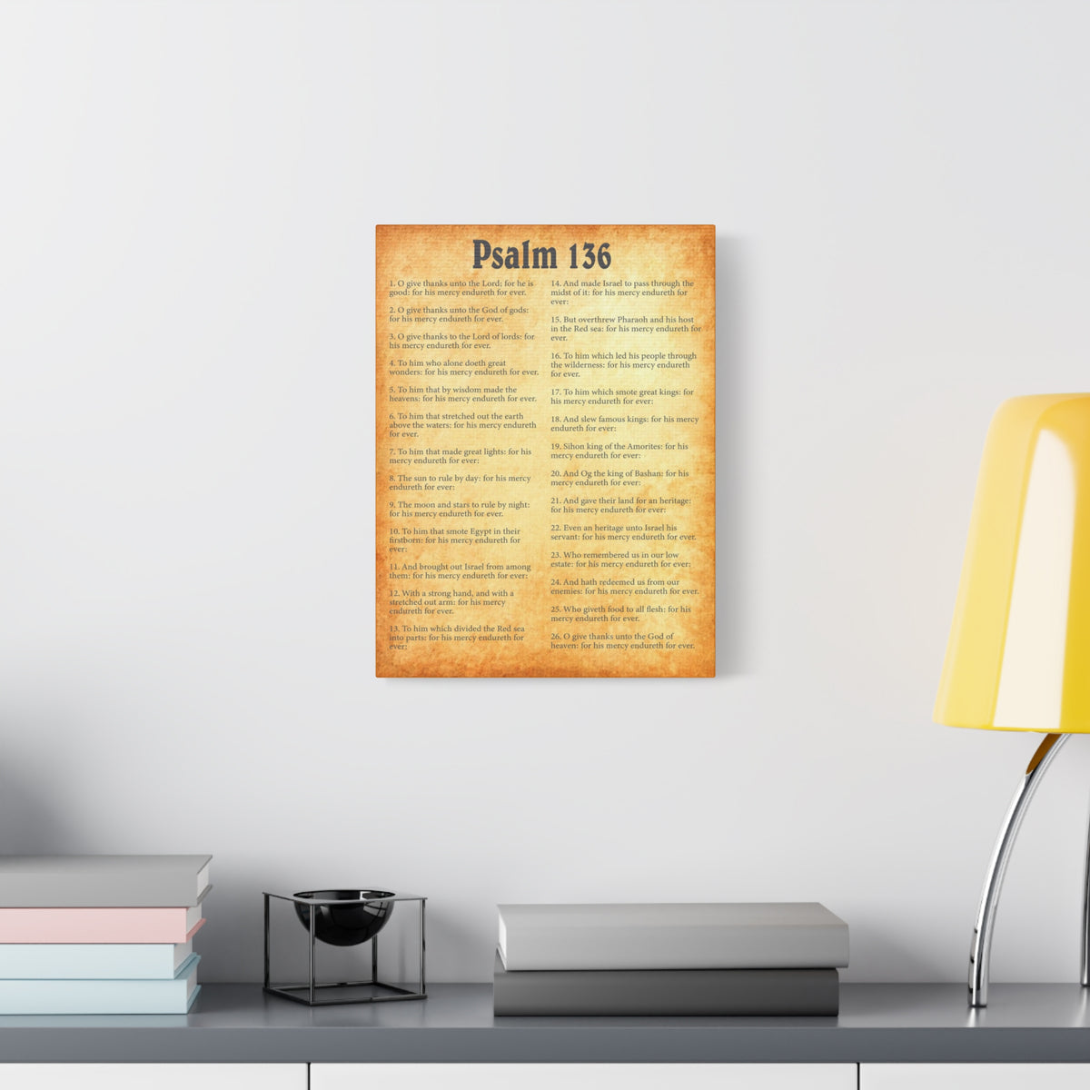 Scripture Walls Psalm 136 Gold Bible Chapter Canvas Christian Wall Art Ready to Hang-Express Your Love Gifts