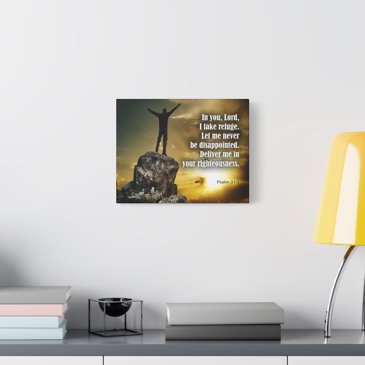 Scripture Canvas Never Be Disappointed Psalm 31:1 Christian Wall Art Bible Verse Print Ready to Hang-Express Your Love Gifts