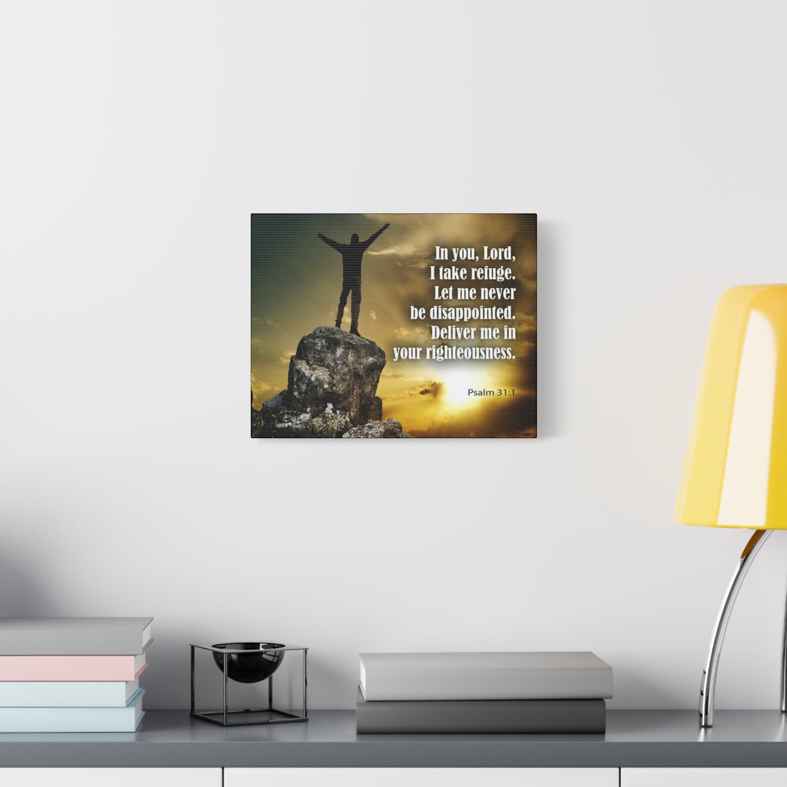 Scripture Canvas Never Be Disappointed Psalm 31:1 Christian Wall Art Bible Verse Print Ready to Hang-Express Your Love Gifts