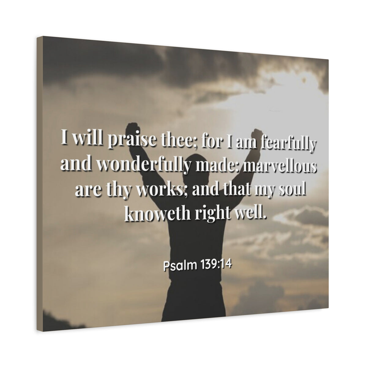 Scripture Canvas Marvellous Psalms 139:14 Christian Wall Art Bible Verse Print Ready to Hang-Express Your Love Gifts