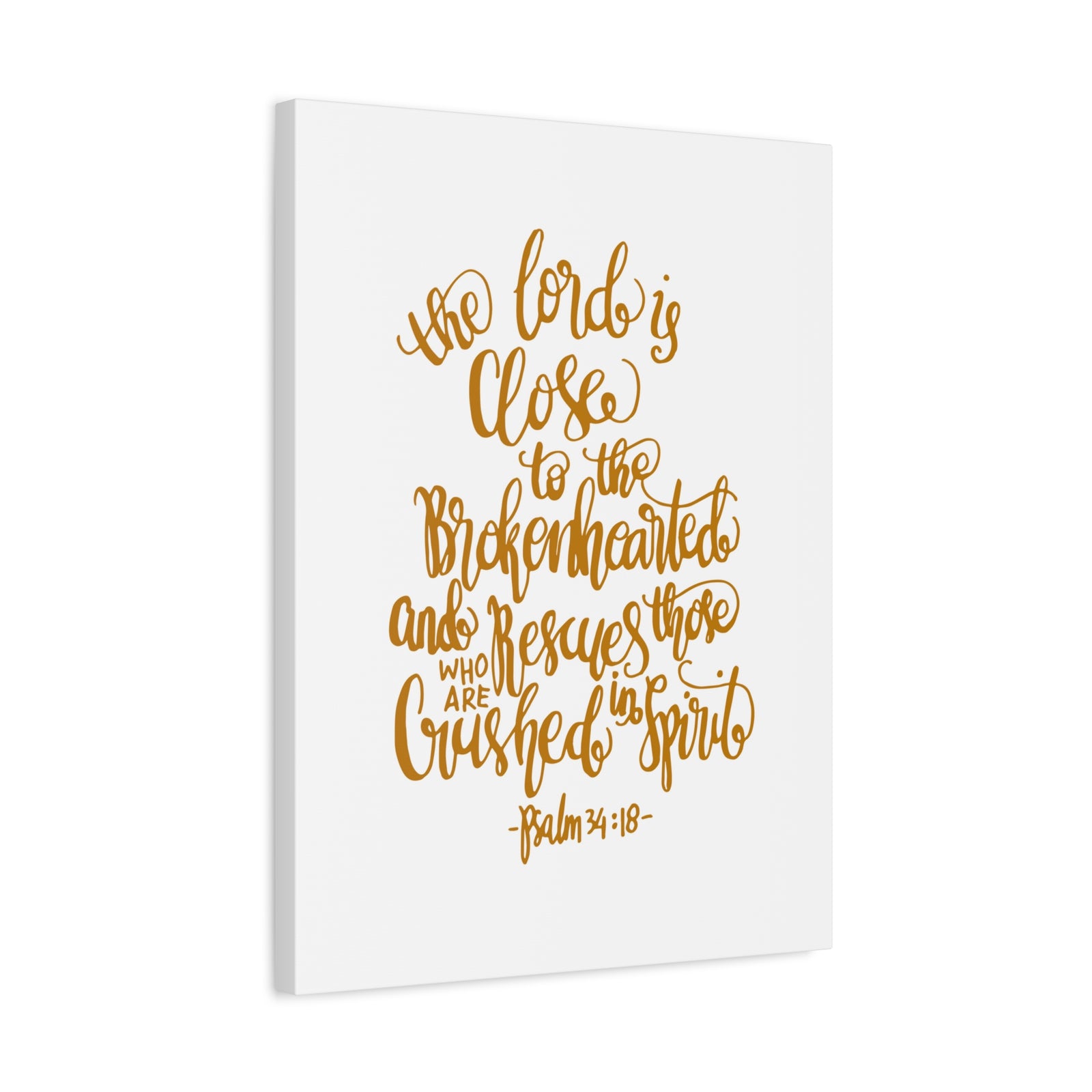 Scripture Canvas The Lord Is Close Psalm 34:18 Christian Wall Art Bible Verse Print Ready To Hang-Express Your Love Gifts