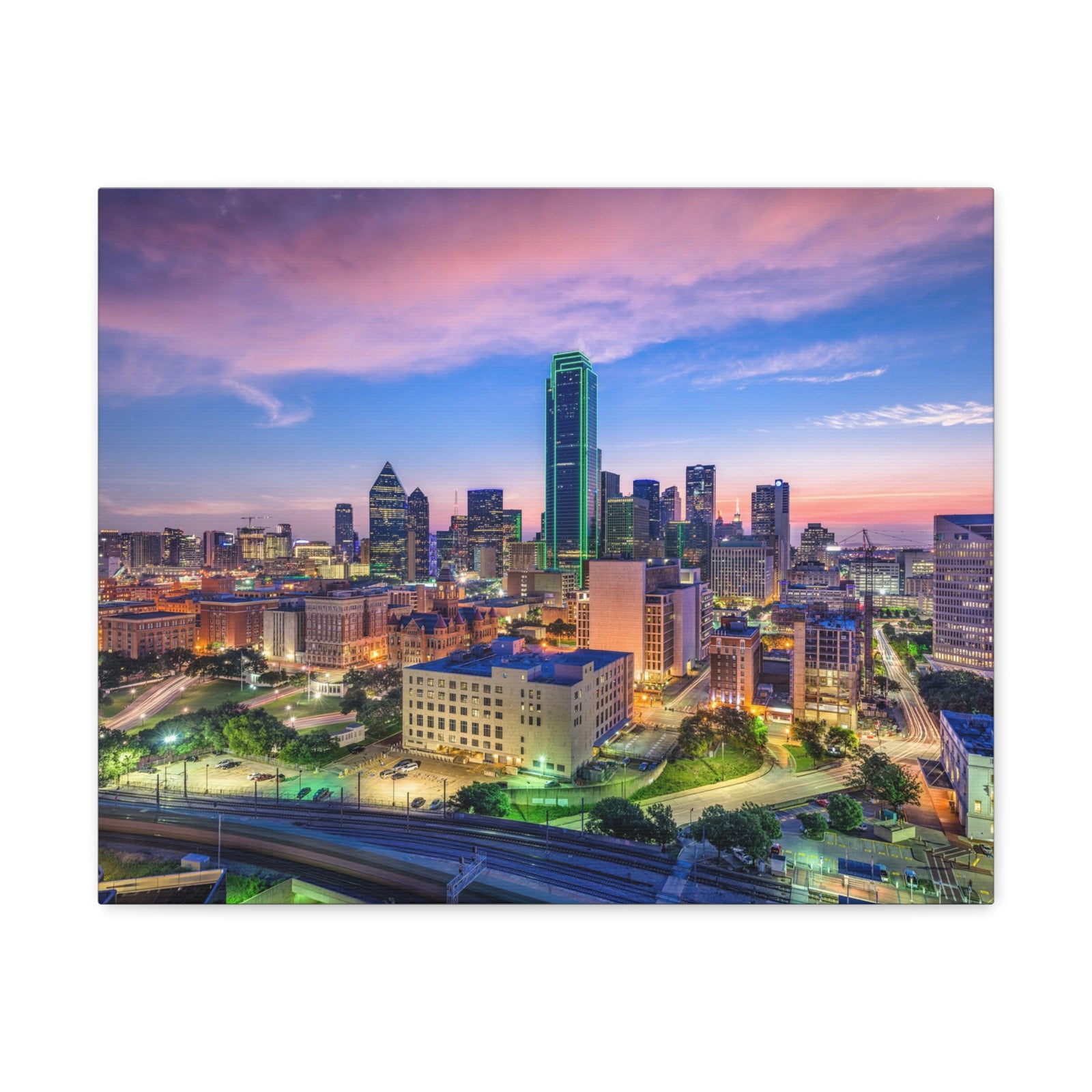 Dallas Night Skyline Canvas Artwork High-Quality Breathtaking Stunning Cityscape for Home Decor Ready to Hang-Express Your Love Gifts