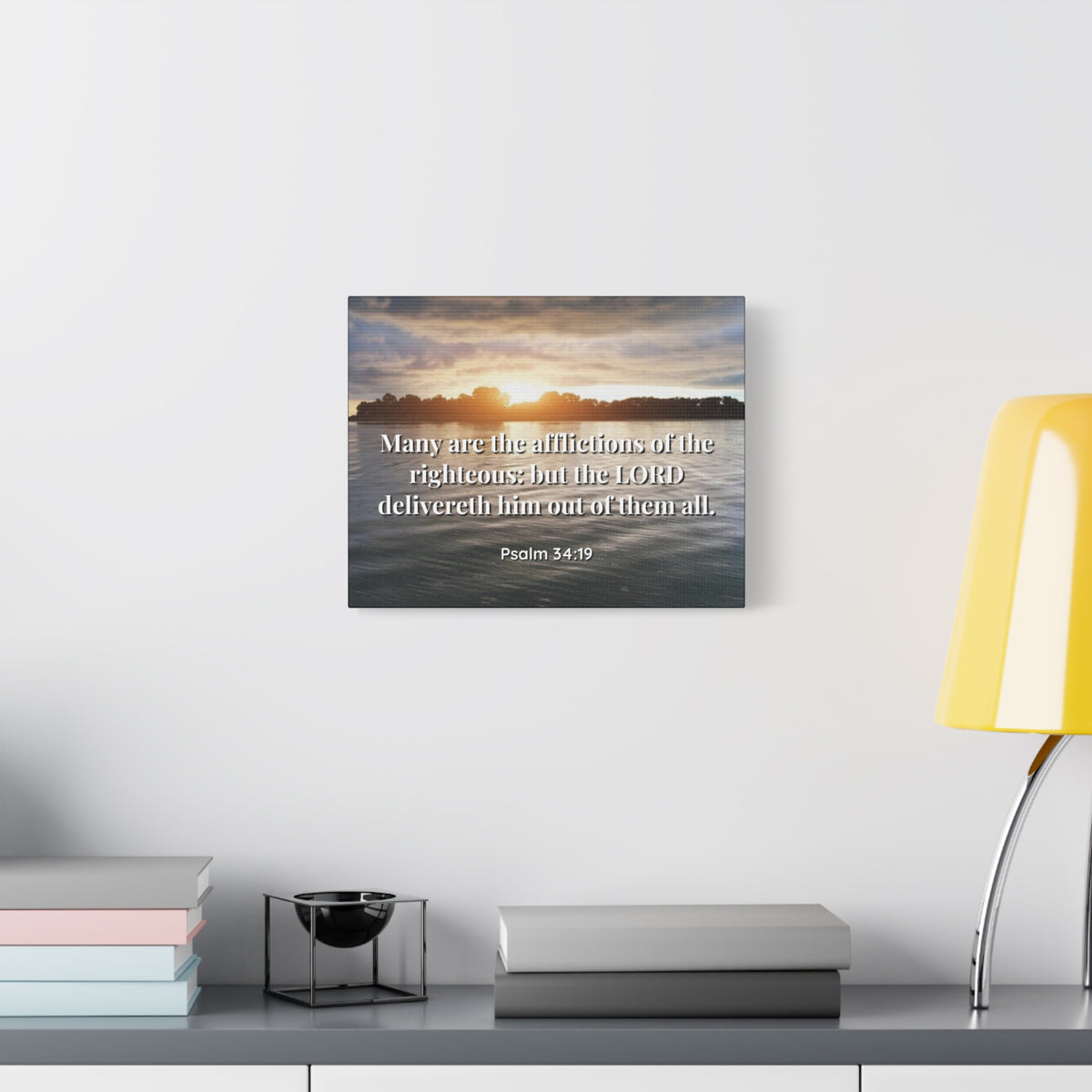 Scripture Canvas The Afflictions Psalm 34:19 Christian Wall Art Bible Verse Print Ready to Hang-Express Your Love Gifts