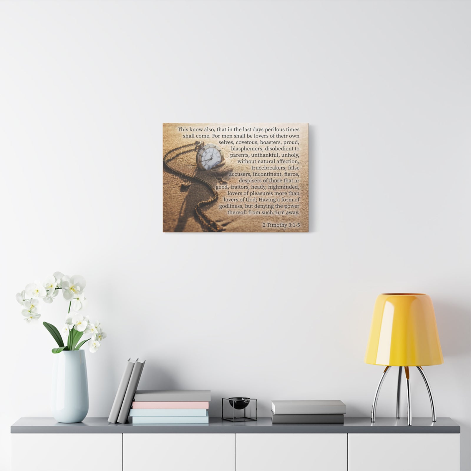 Scripture Canvas Perilous Times 2 Timothy 3:1-5 Christian Wall Art Bible Verse Print Ready to Hang-Express Your Love Gifts