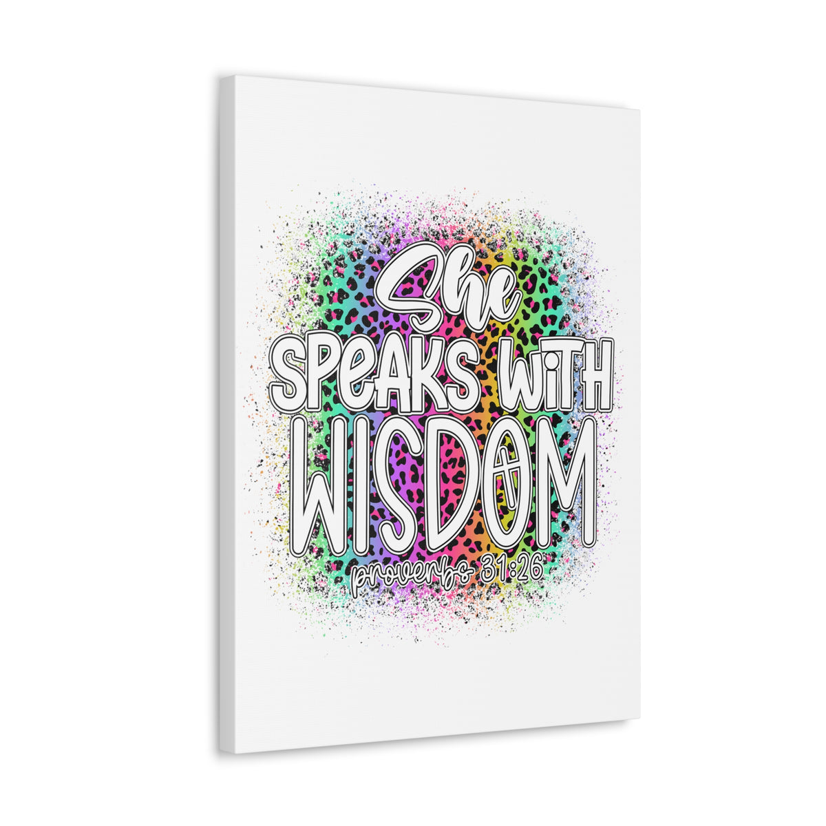 Scripture Walls Proverbs 31:26 She Speaks With Wisdom Colorful Bible Verse Canvas Christian Wall Art Ready to Hang Unframed-Express Your Love Gifts