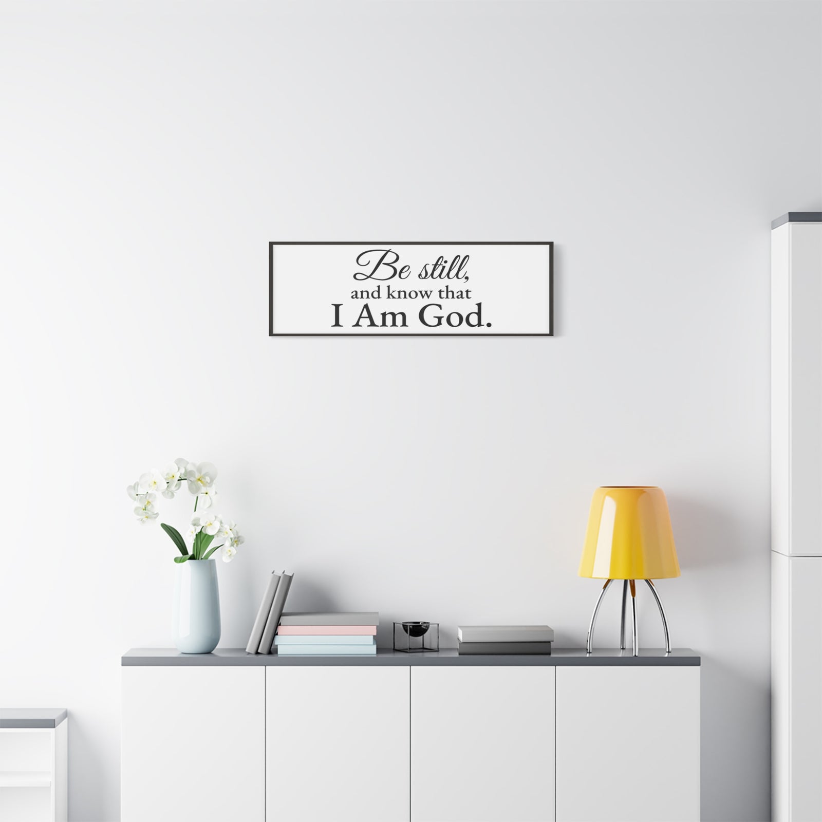 Scripture Walls Be Still Psalm 46:10 White Bible Verse Canvas Christian Wall Art Ready to Hang Unframed-Express Your Love Gifts