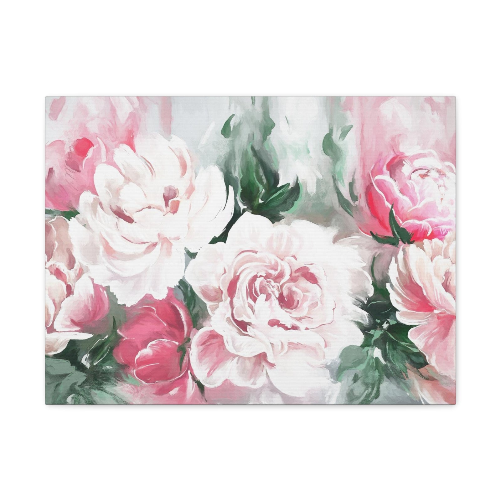Pink And White Flower Rose And Peonies Flower Canvas Wall Art for Home Decor Ready-to-Hang-Express Your Love Gifts