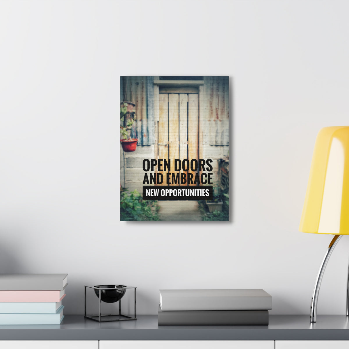 Inspirational Quote Canvas Open Doors and Embrace Motivational Print Ready to Hang Artwork-Express Your Love Gifts