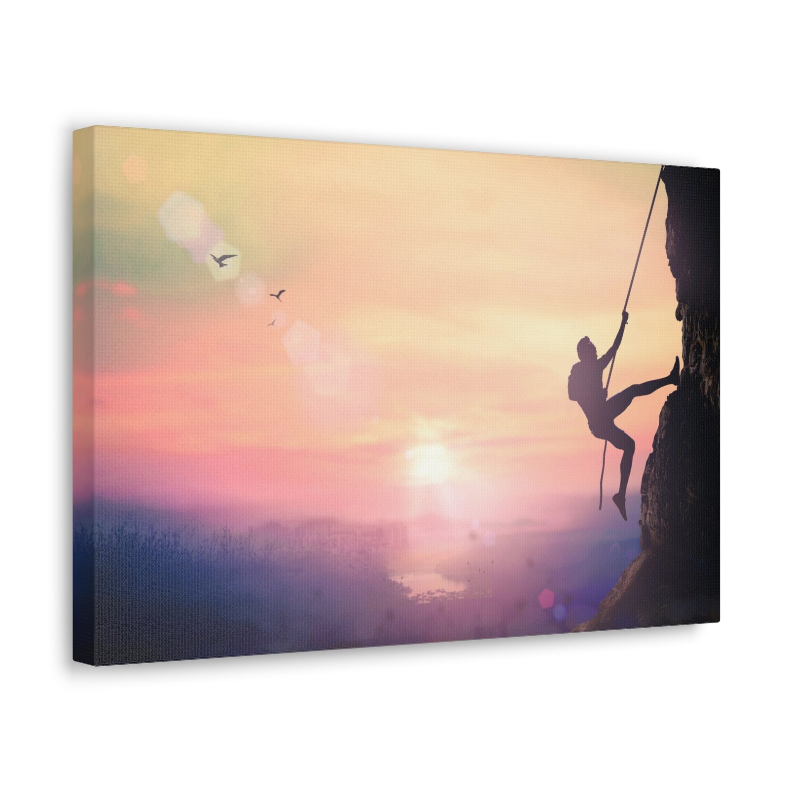 Man Climbing High Mountain Nature Wilderness Photography Canvas Wall Art for Home Decor Ready-to-Hang-Express Your Love Gifts