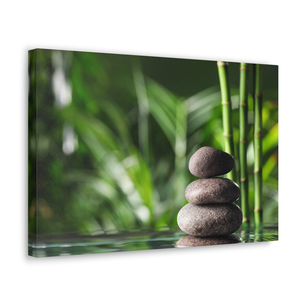 Stacked Stones on Water Forest Floral Nature Photography Canvas Wall Art for Home Decor Ready-to-Hang-Express Your Love Gifts