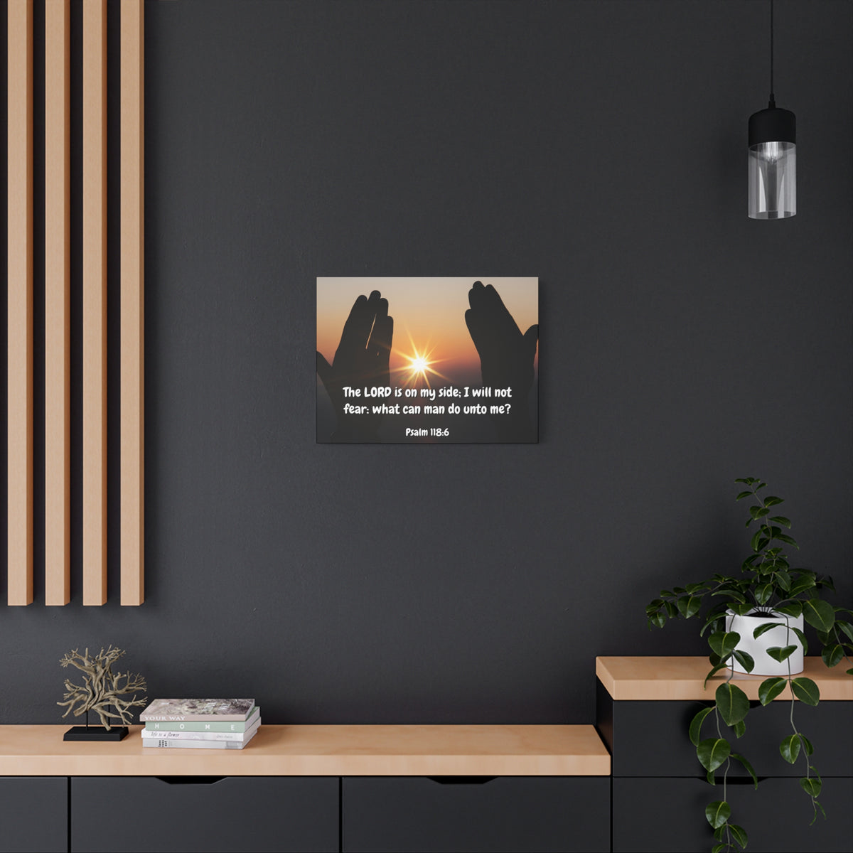 Scripture Canvas God Is On My Side Psalm 118:6 Christian Wall Art Bible Verse Print Ready to Hang-Express Your Love Gifts