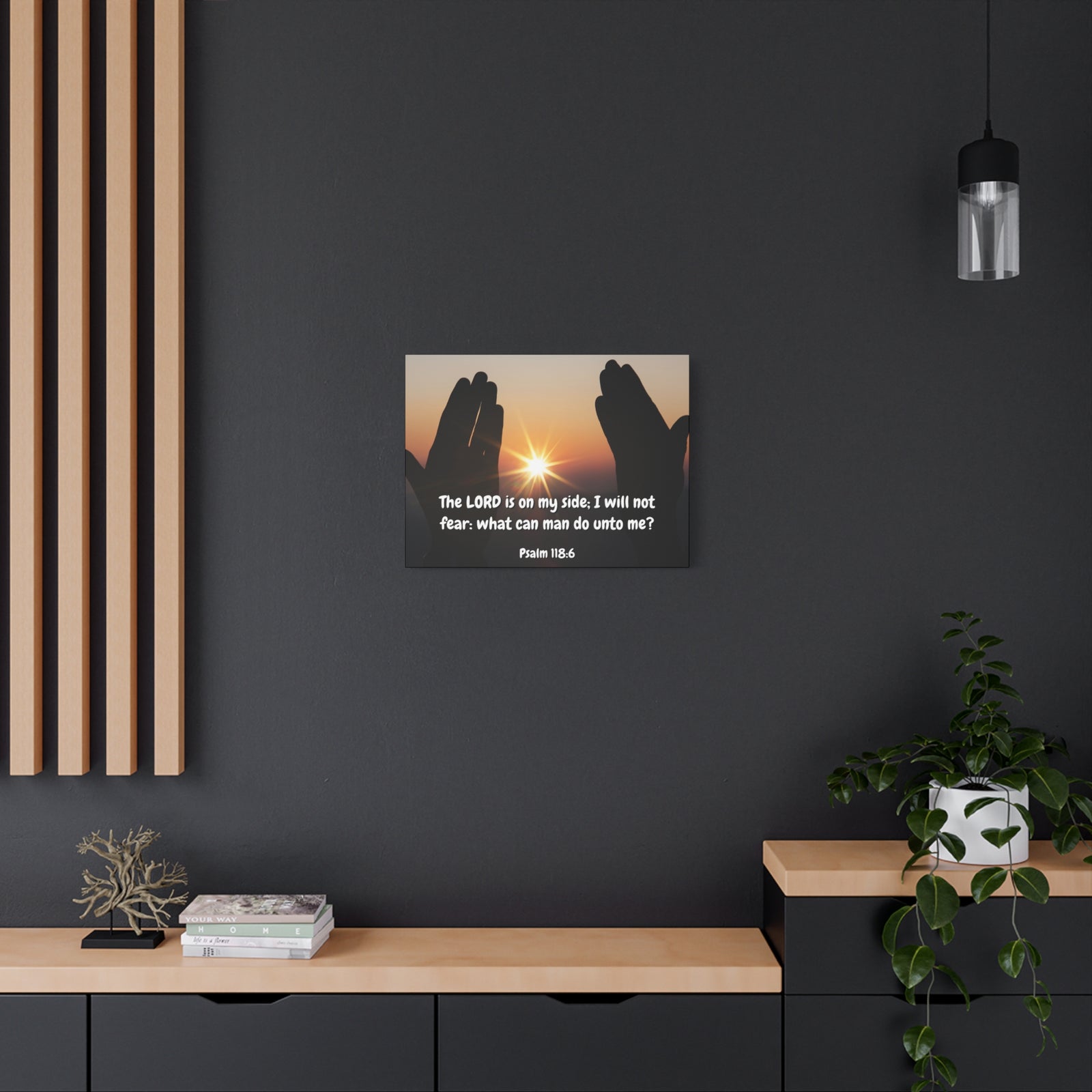 Scripture Canvas God Is On My Side Psalm 118:6 Christian Wall Art Bible Verse Print Ready to Hang-Express Your Love Gifts