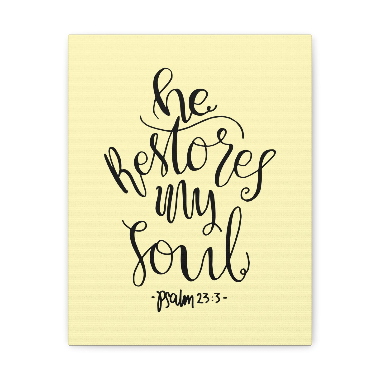 Scripture Walls He Restores My Soul Psalm 23:3 Bible Verse Canvas Christian Wall Art Ready To Hang-Express Your Love Gifts