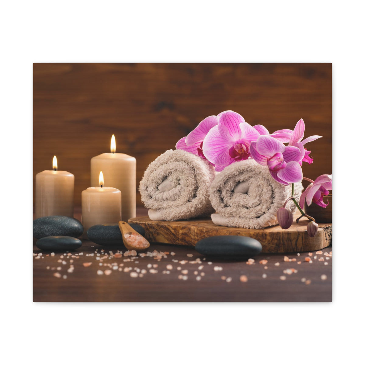 Rolled Towel and Orchids Forest Floral Nature Photography Canvas Wall Art for Home Decor Ready-to-Hang-Express Your Love Gifts
