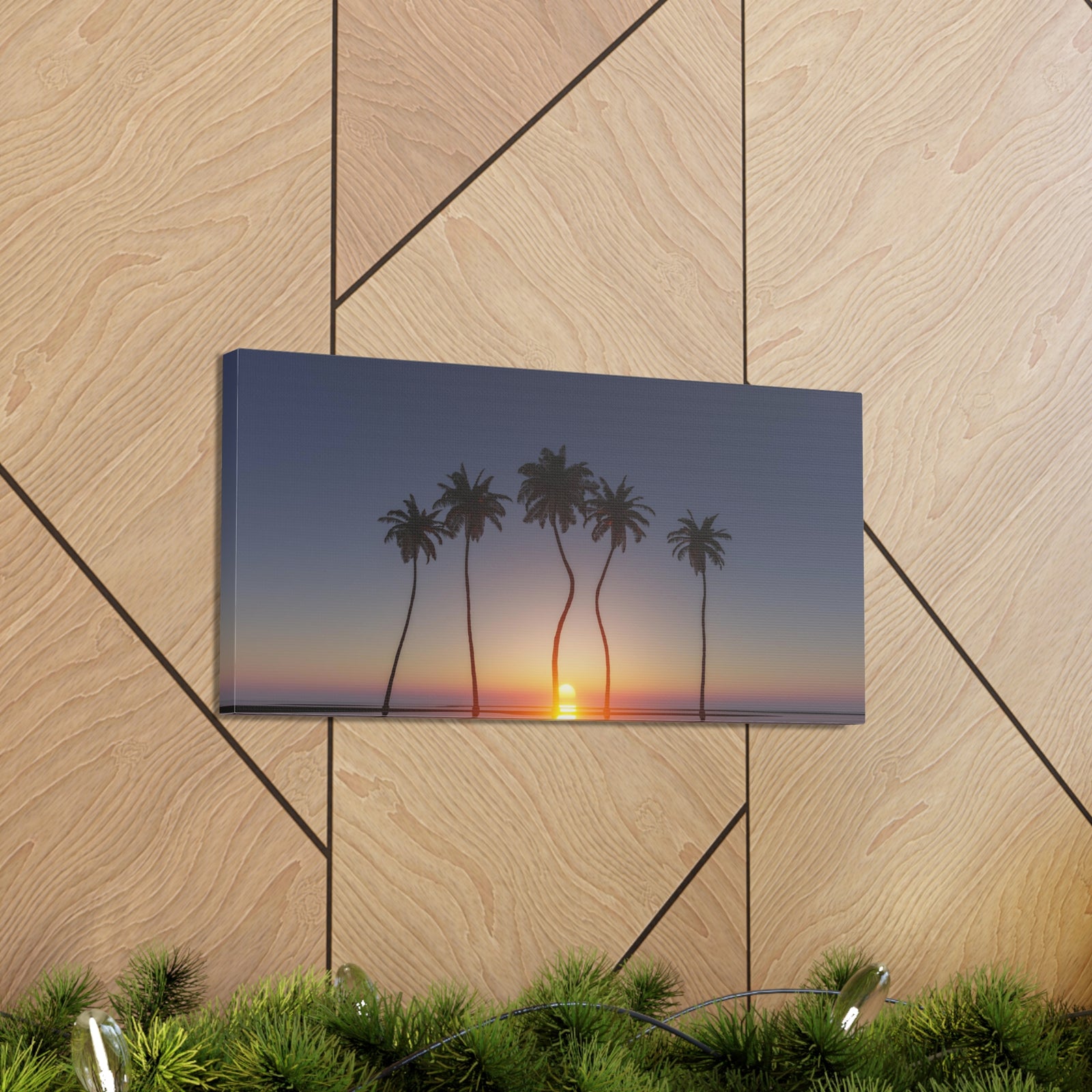 Palm Trees Tropical Sunset Ocean Canvas Wall Art for Home Decor Ready-to-Hang-Express Your Love Gifts